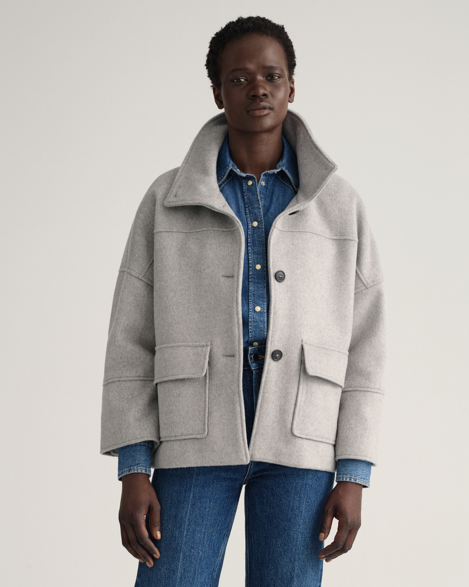 Wool Blend Cropped Jacket - GANT
