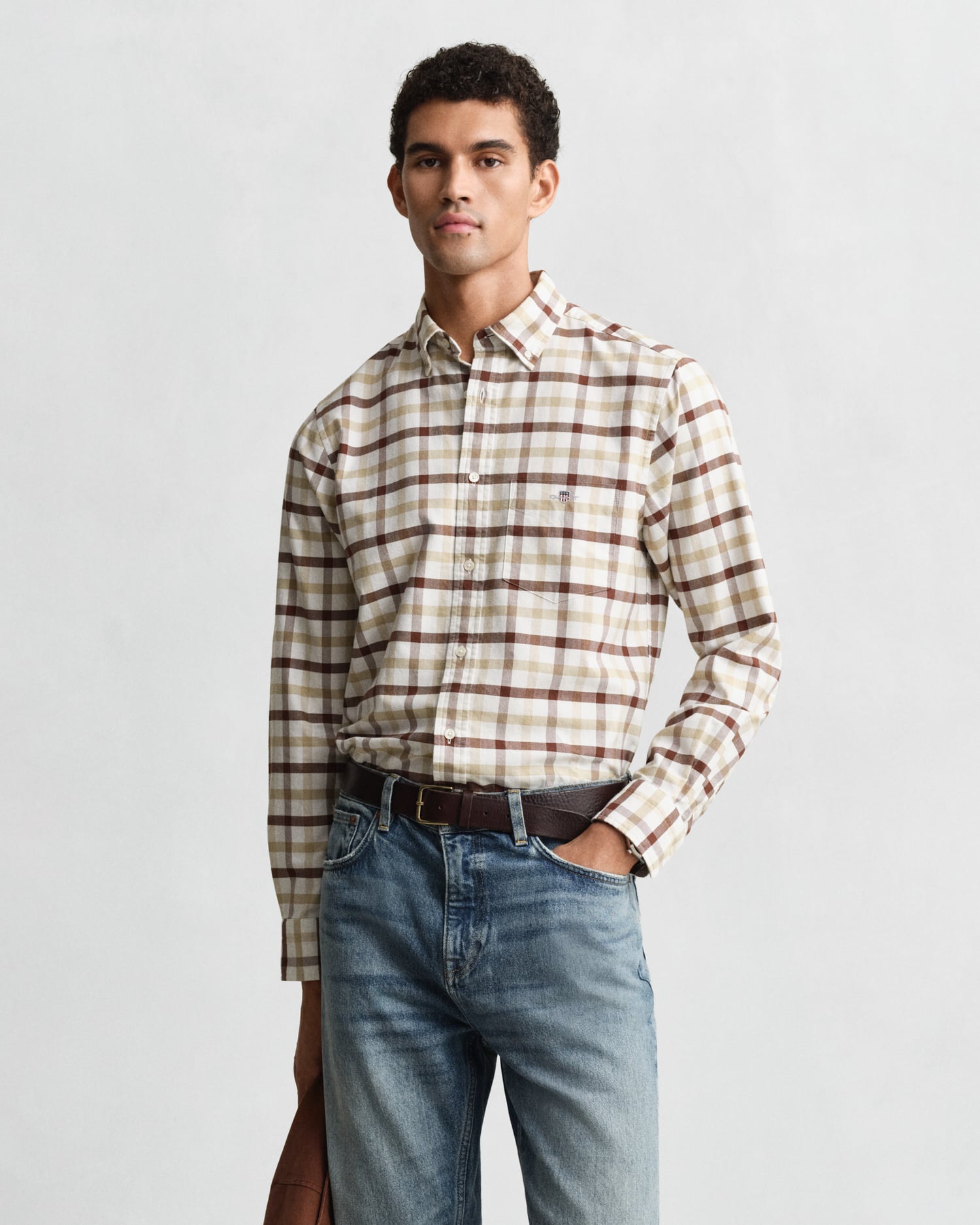 Gant Men's Brown Regular Fit Checked Oxford Shirt (Xxxl) Mahogany