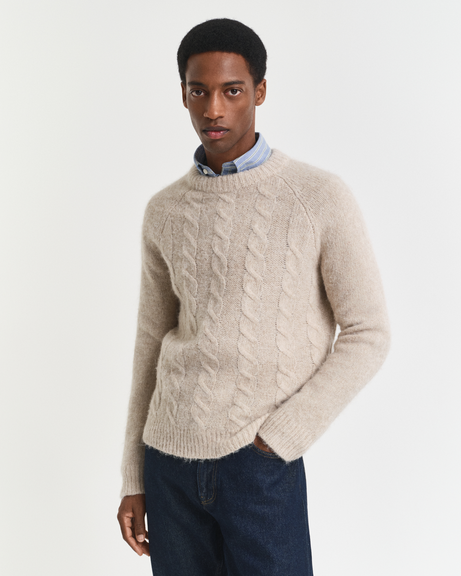 Gant Men's Cable Knit Crew Neck Sweater (M) Medium