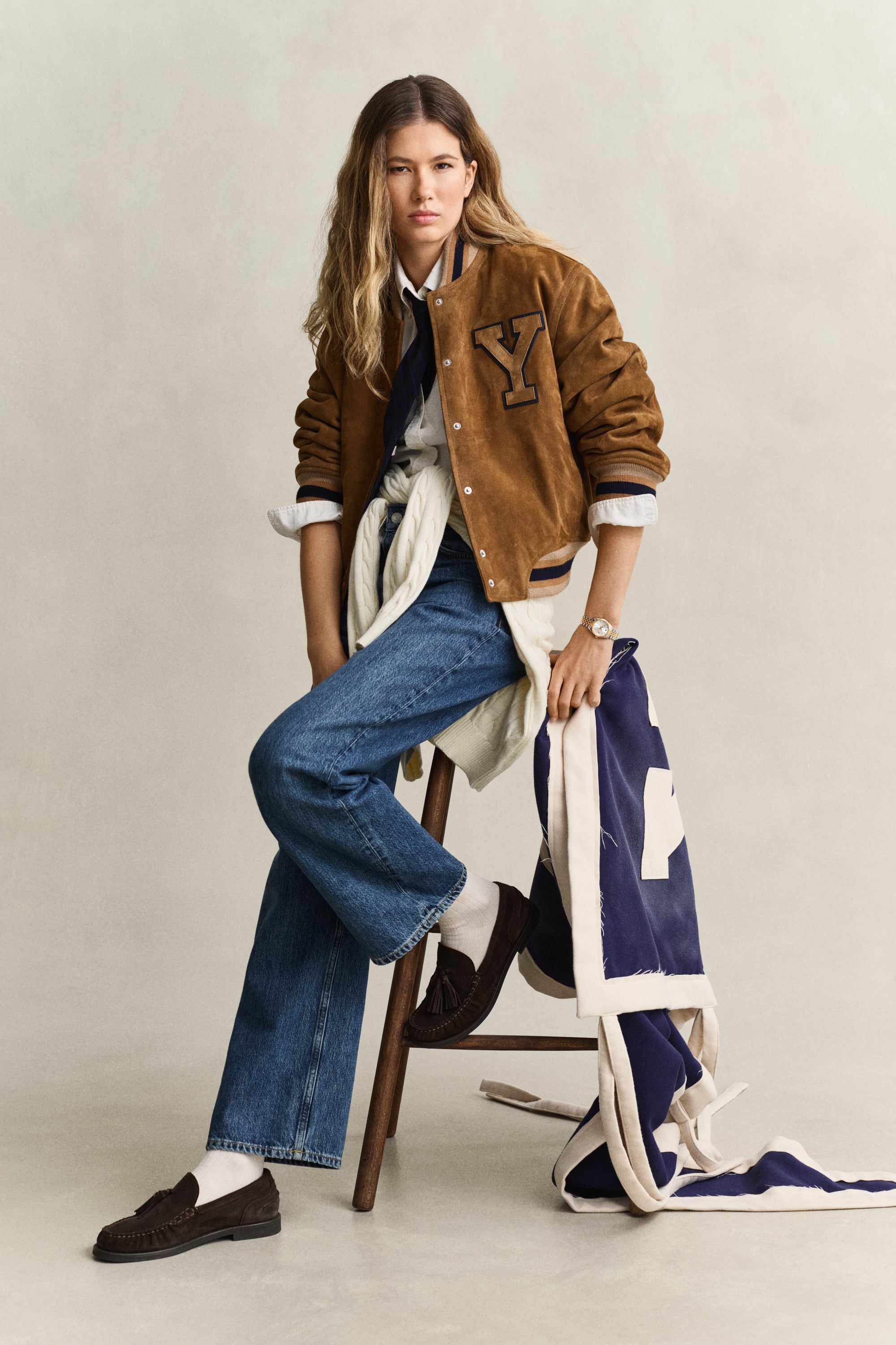 x Yale Suede Varsity Jacket ROASTED WALNUT