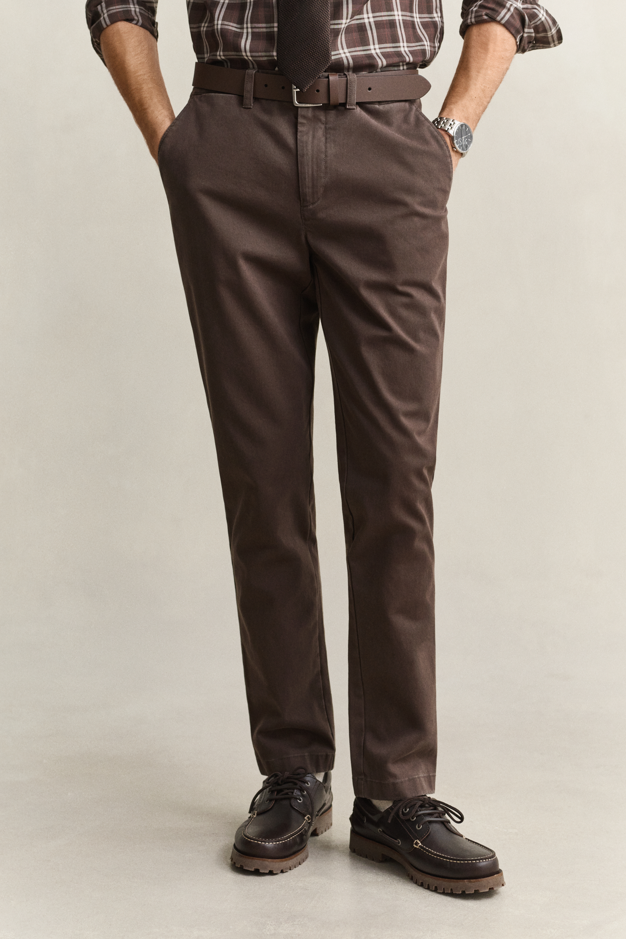Gant Men's Shadow Brown Slim Fit Comfort Chinos (42/32)