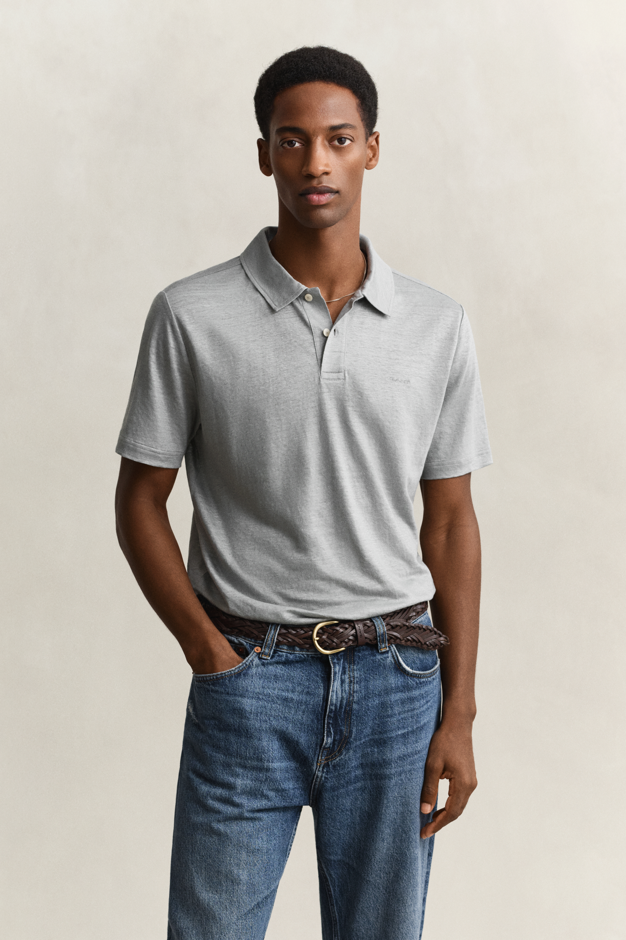 Gant Men's Ceramic Grey Linen Polo Shirt (Xxxl)