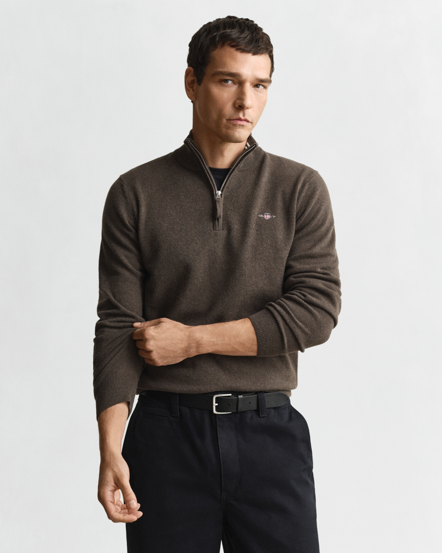 Gant Men's Green Superfine Lambswool Half-Zip Sweater (Xxxl) Seawood Melange