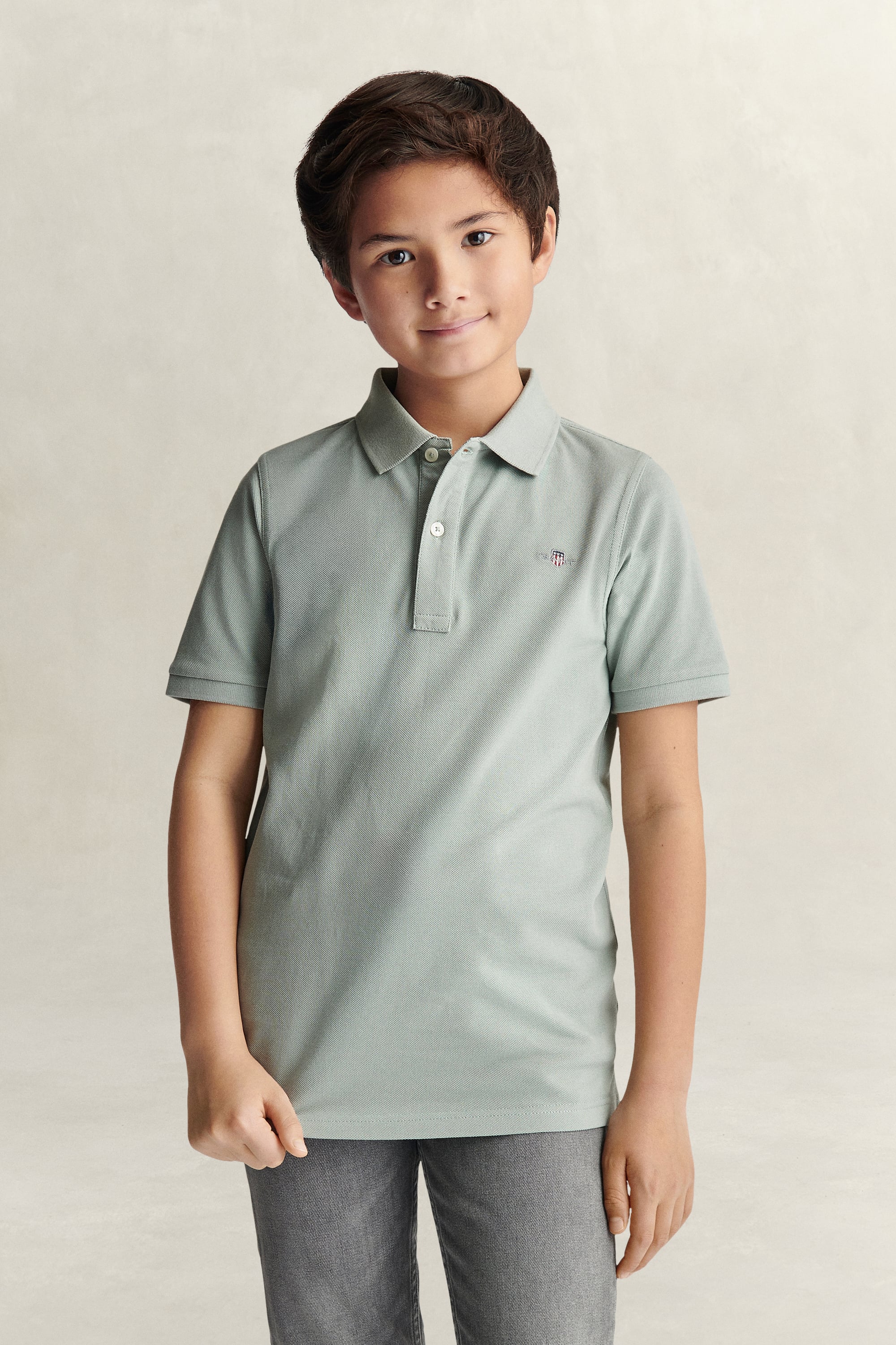 Gant Unisex Ceramic Grey Teens Shield Piqué Polo Shirt (170)