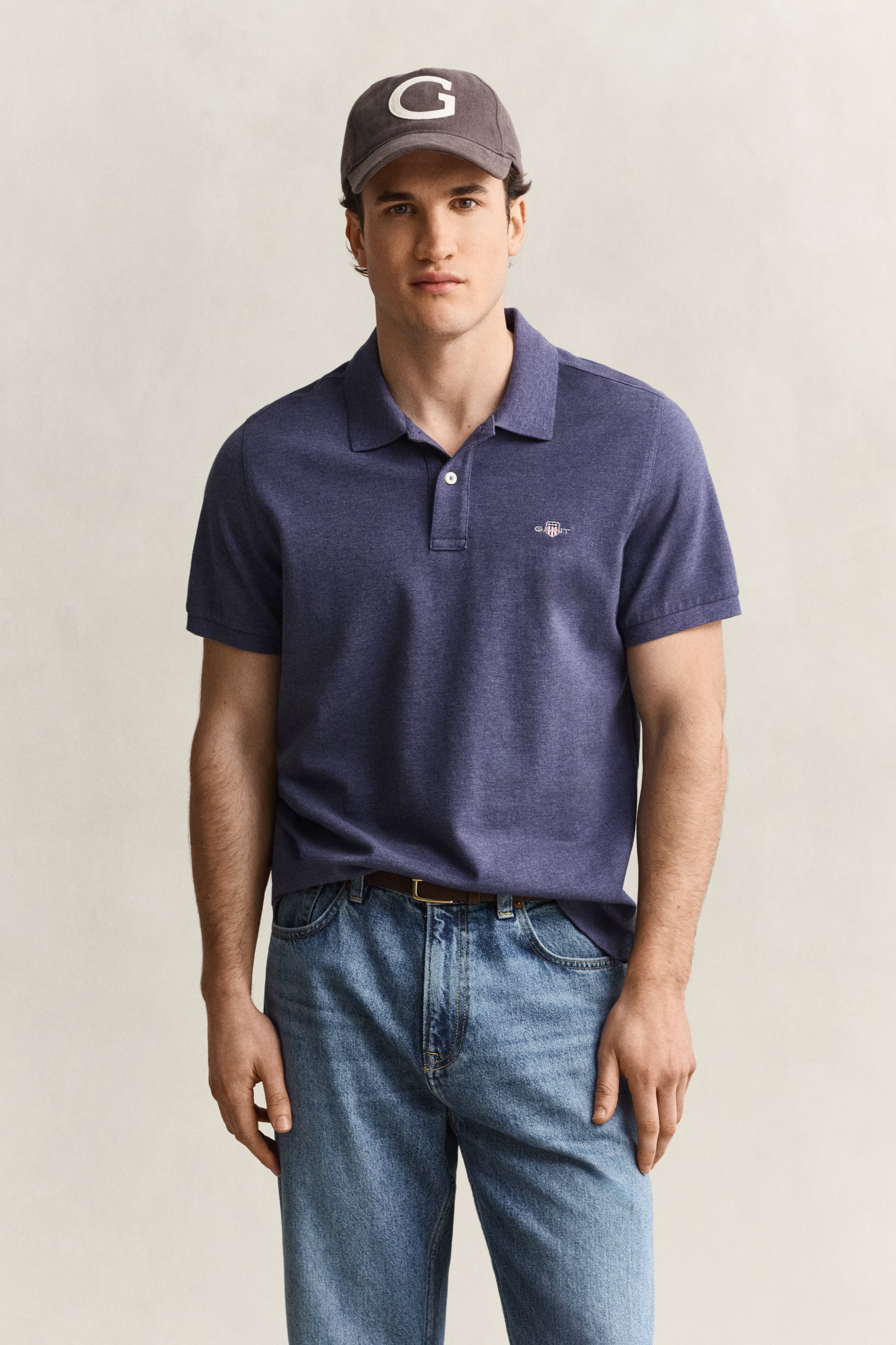 Gant Men's Blue Classic Regular Polo Shirt (4Xl) Dk Jeans Melange - Image 2
