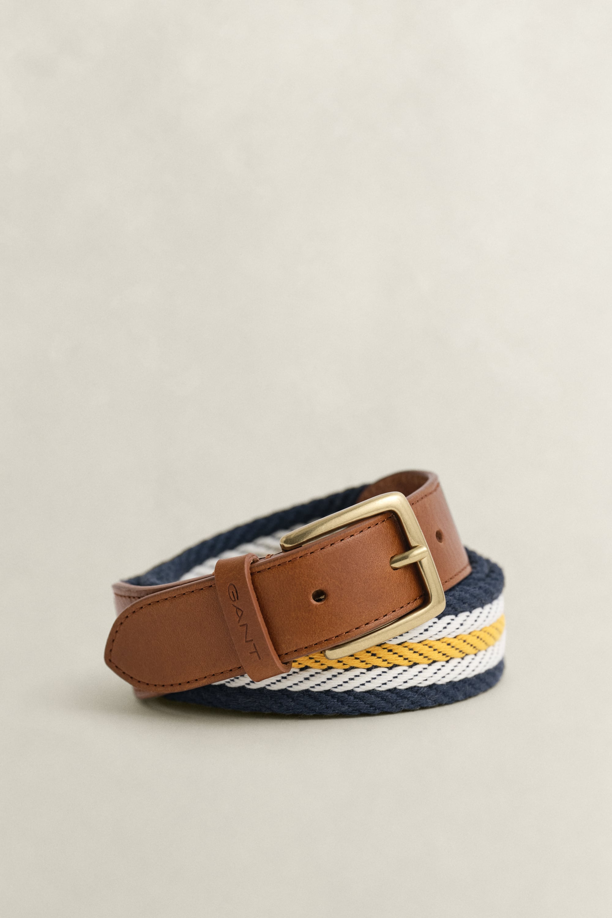 Gant Men's Gold Yellow Striped Webbing Belt (90/36)