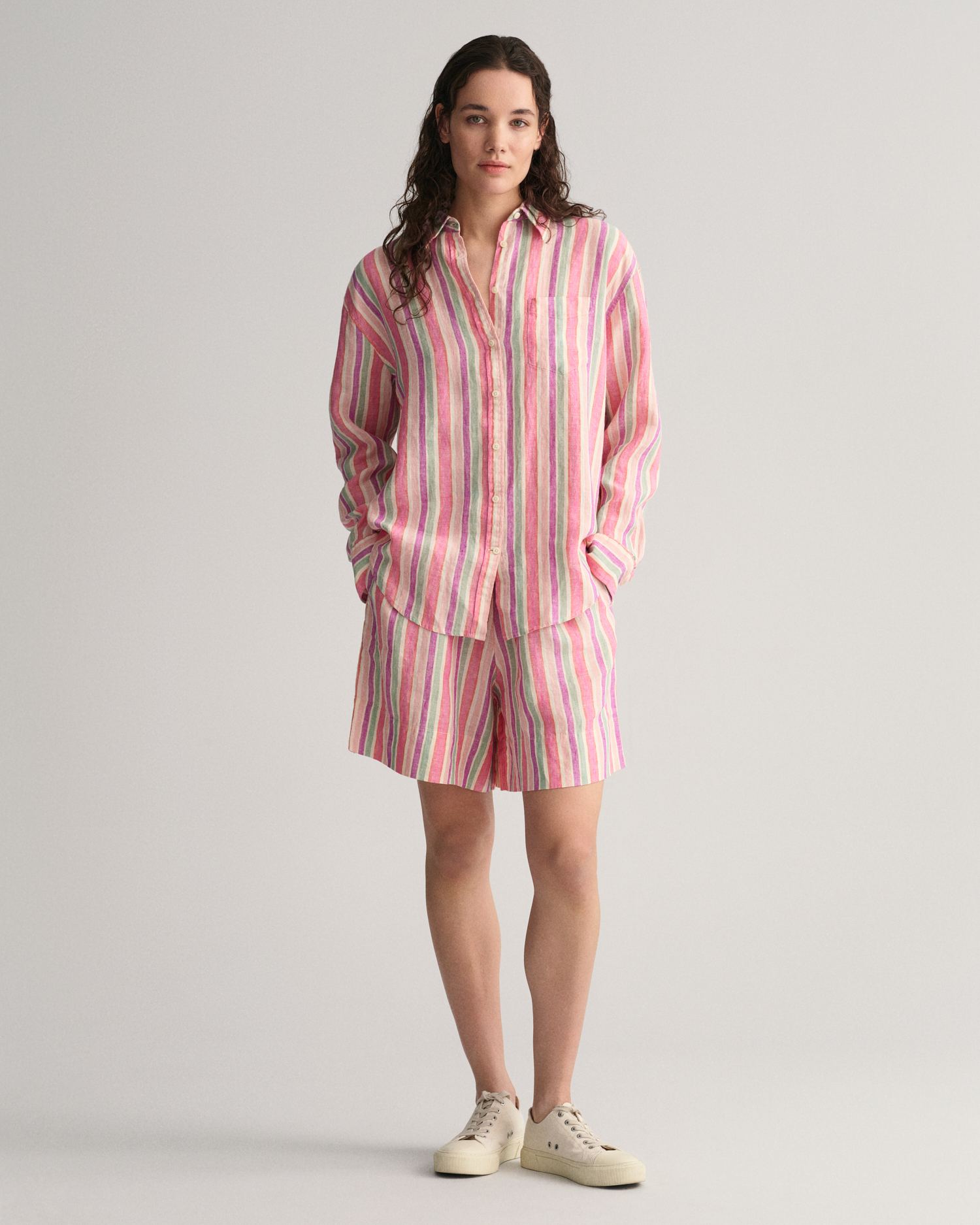 GANT Women Relaxed Fit Multi Striped Linen Shirt , multicolor