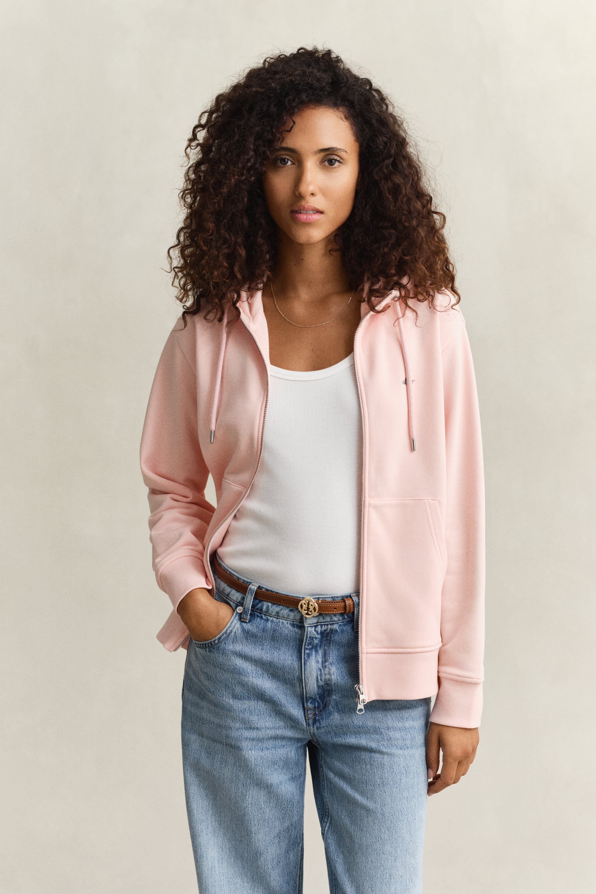 Gant Women's Apricot Pink Shield Zip Hoodie (Xs)