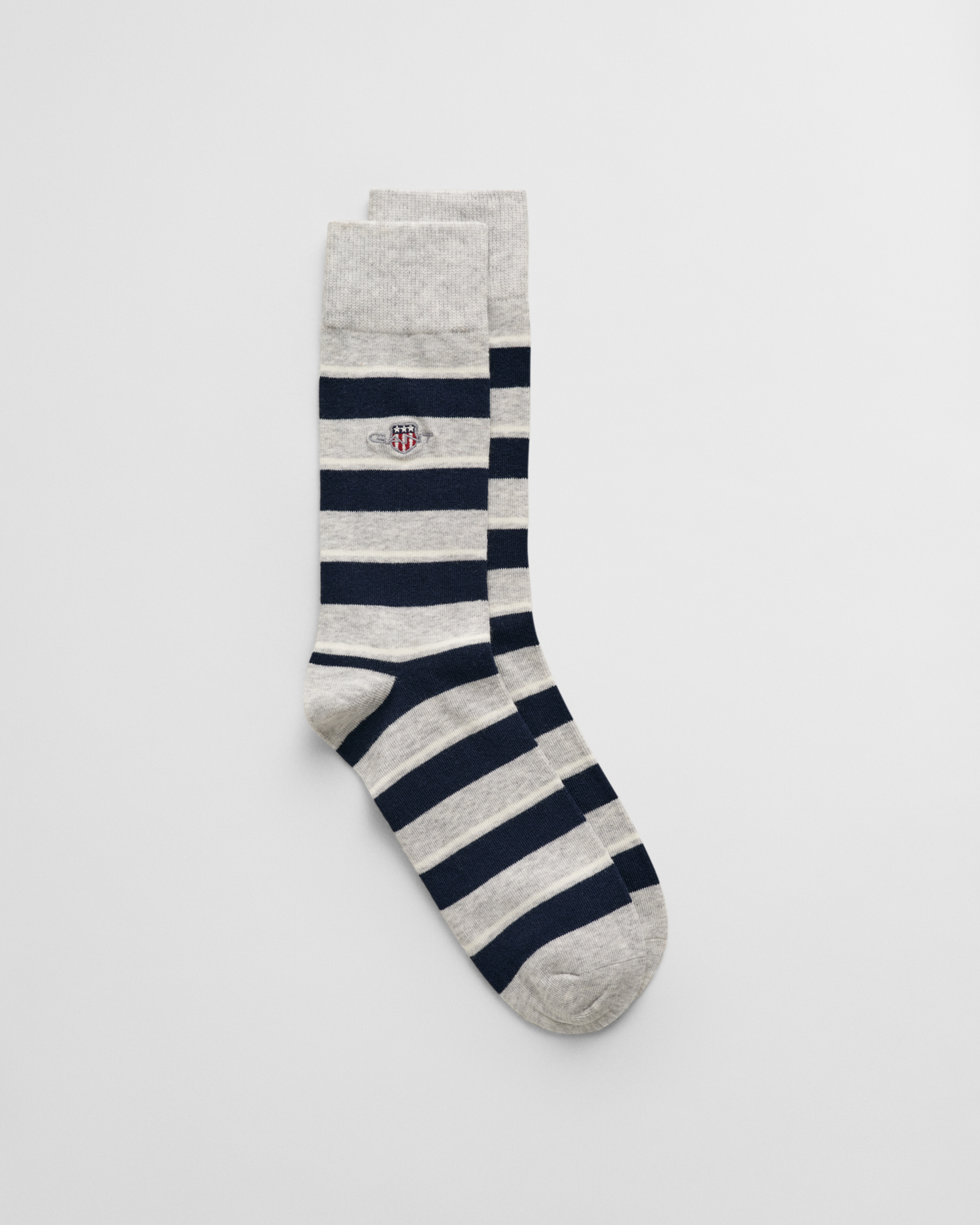 Gant Men's Light/Grey Shield Striped Socks (43-45) Size 43-45