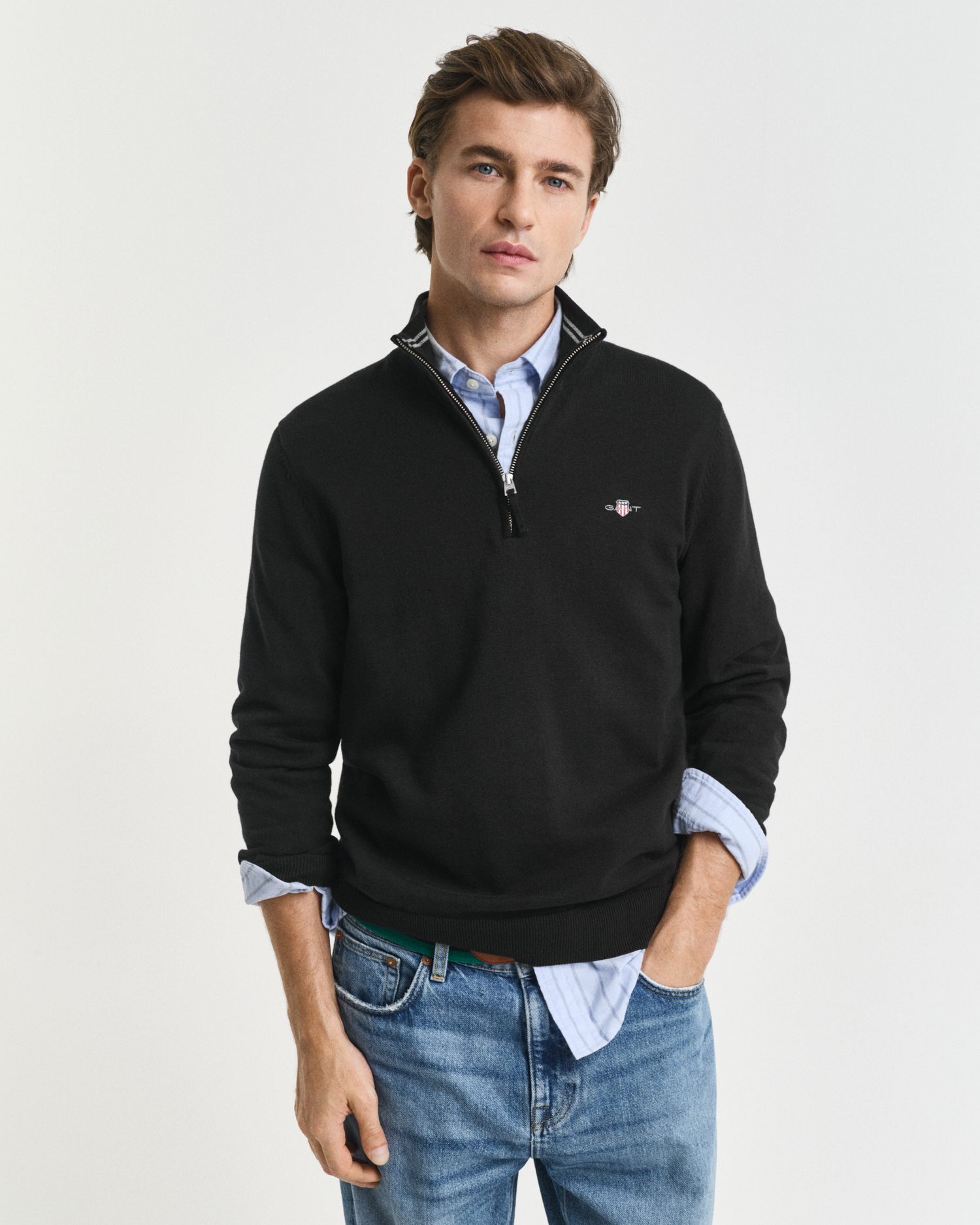 Gant Men's Black Classic Cotton Half-Zip Sweater ) Xxl