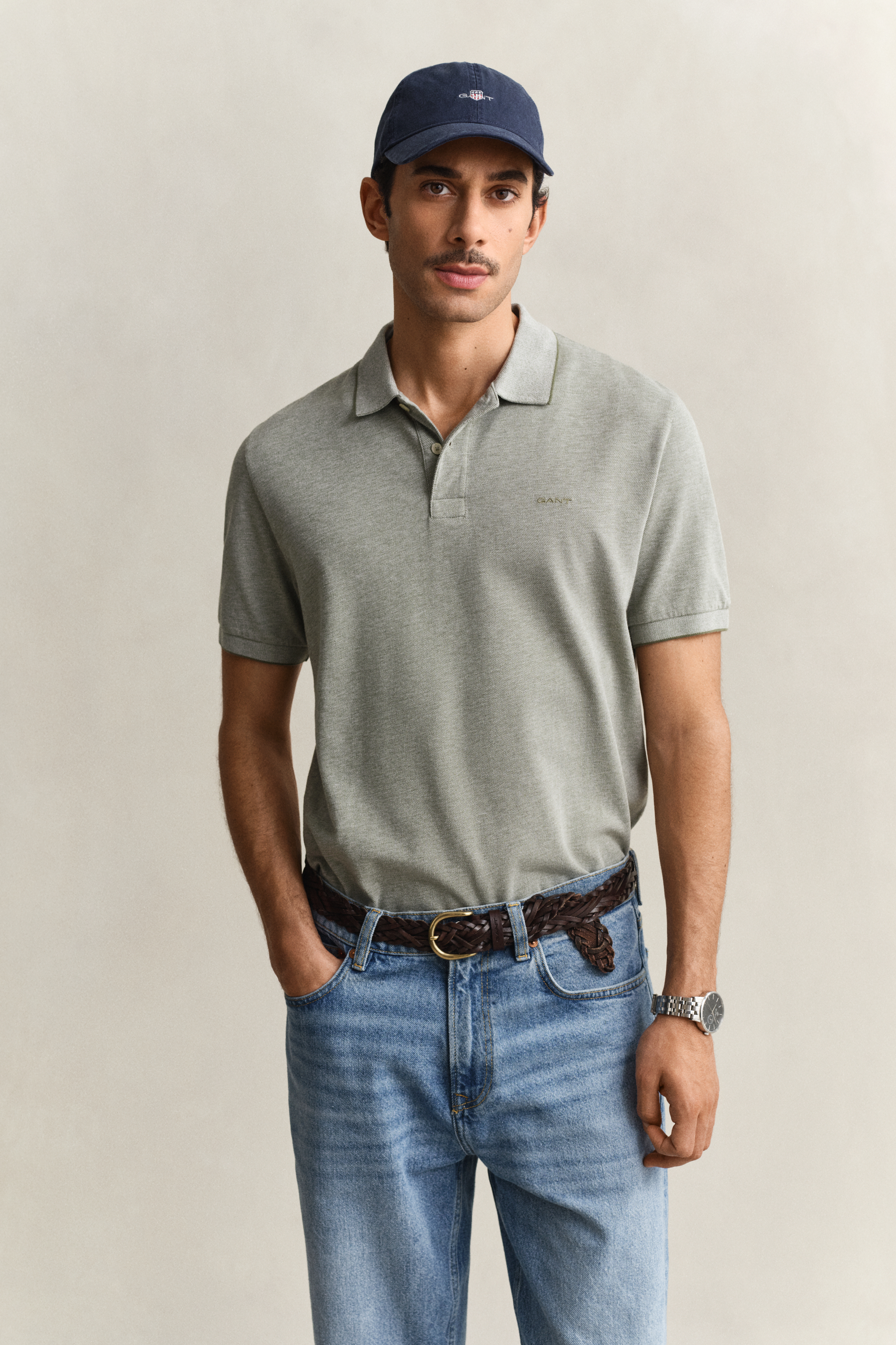 Gant Men's Dry Herb Green Two-Toned Polo Shirt (4Xl)