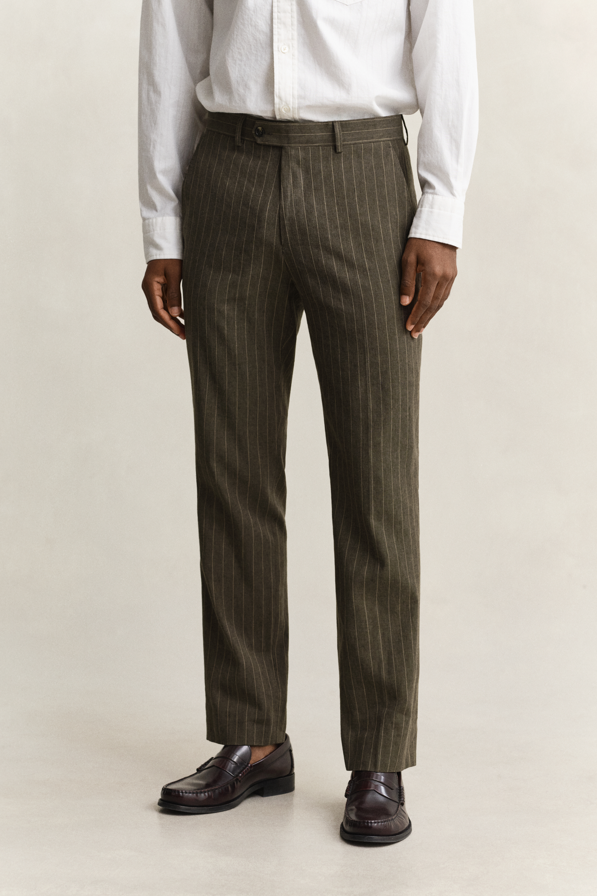Gant Men's Brown Pinstriped Suit Pants (50) Rich