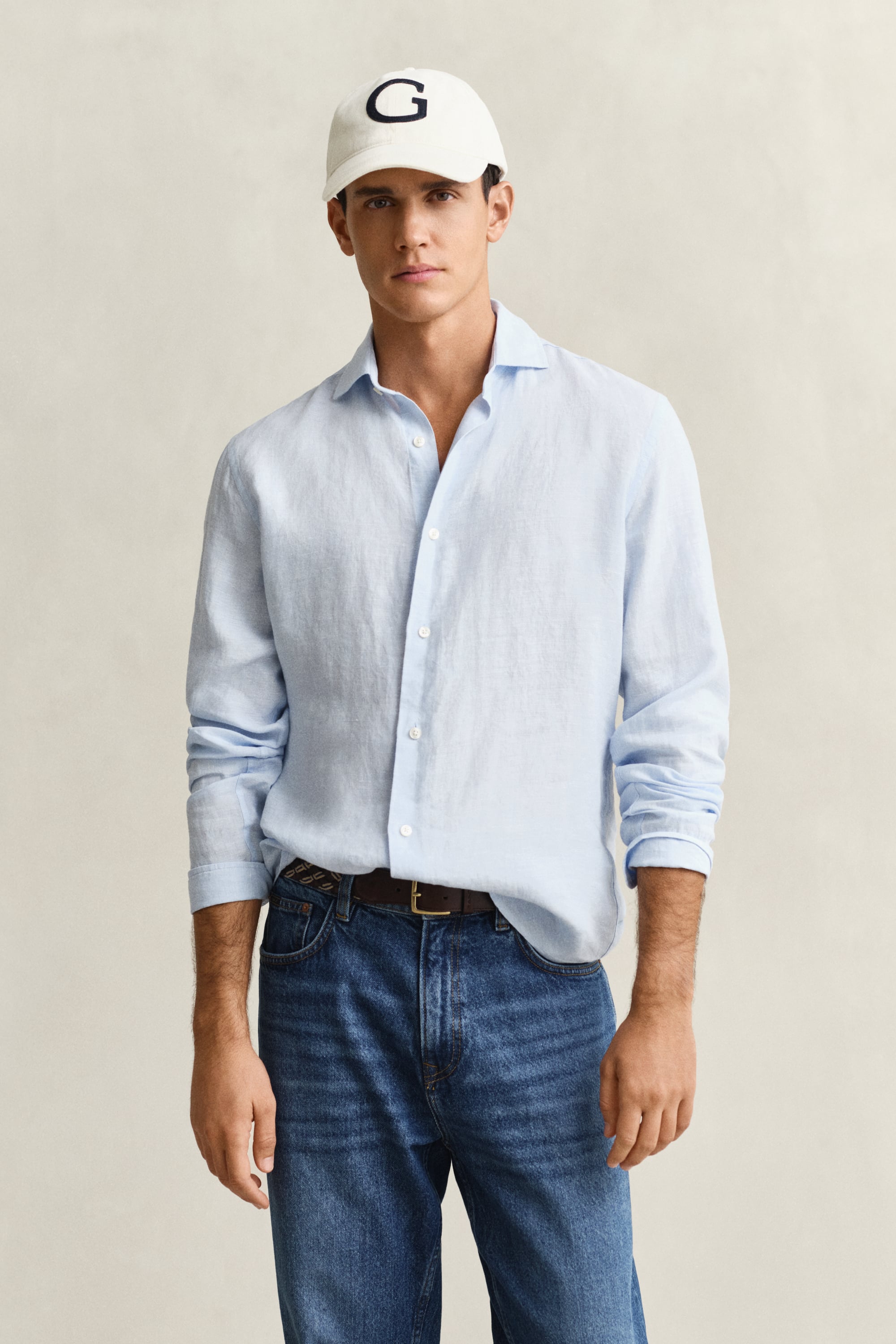 Gant Men's Sky Blue Linen Shirt (M)