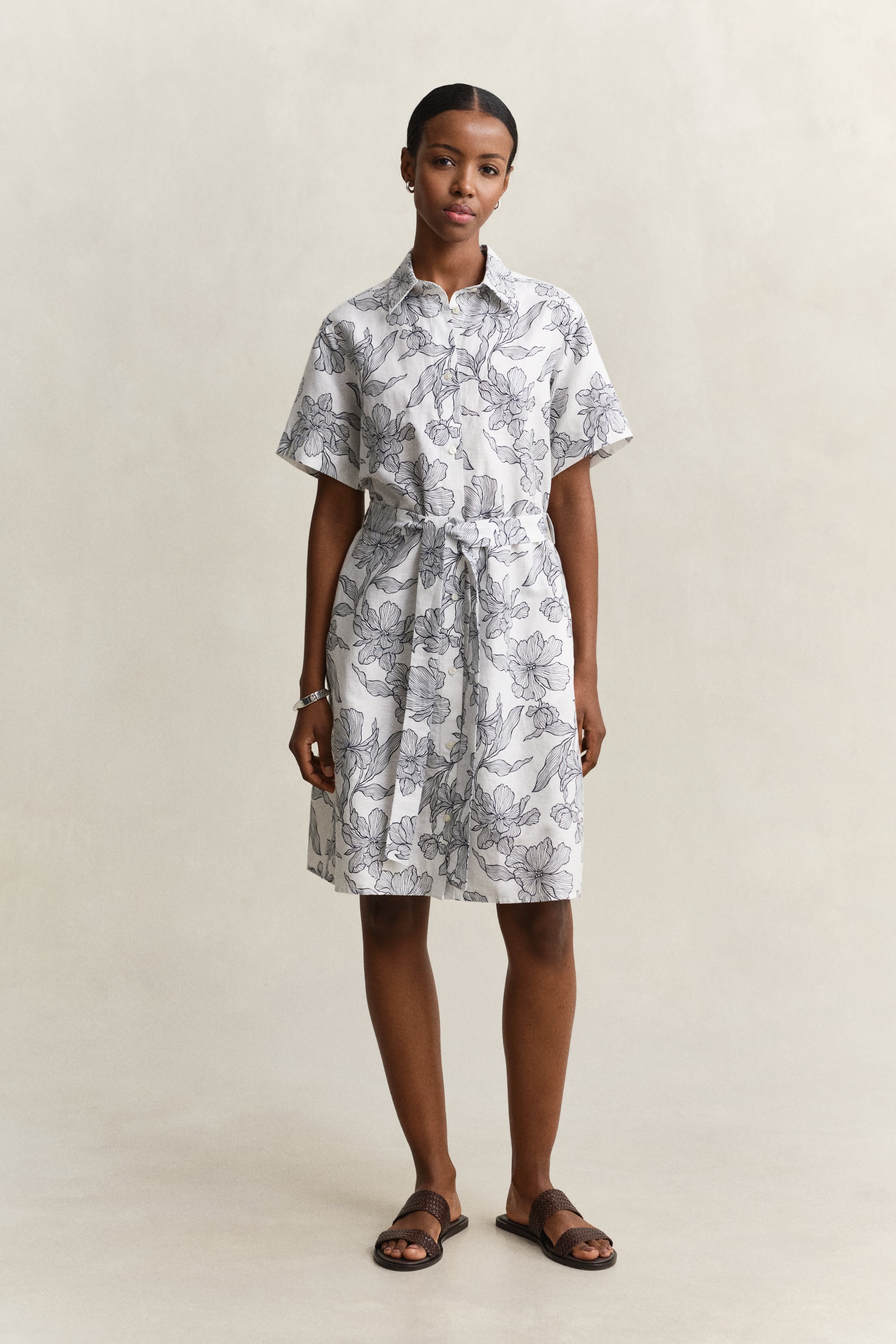 Gant Floral Linen Shirt Dress In Black