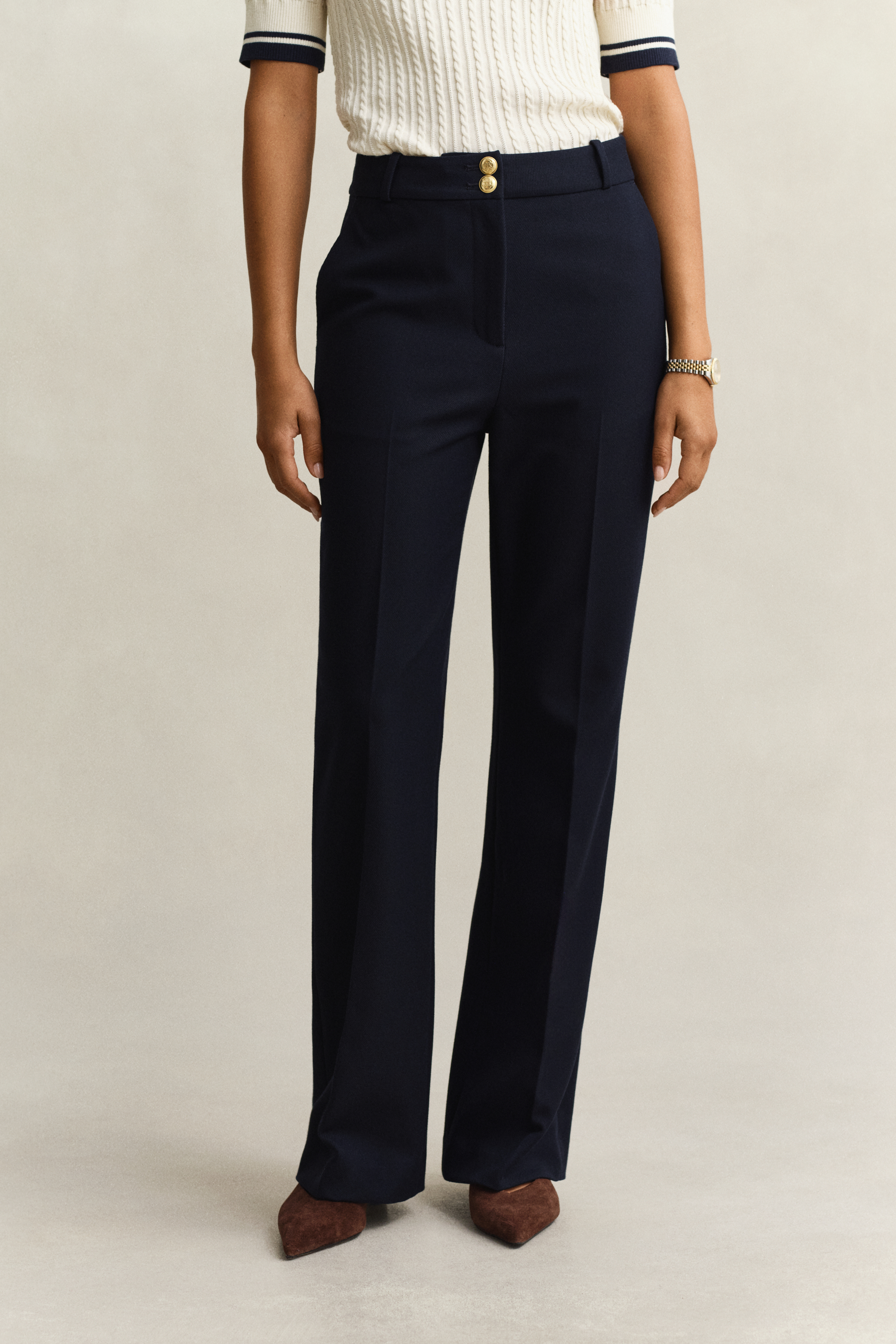 Gant Women's Navy Flared Nautical Pants (44) Evening Blue