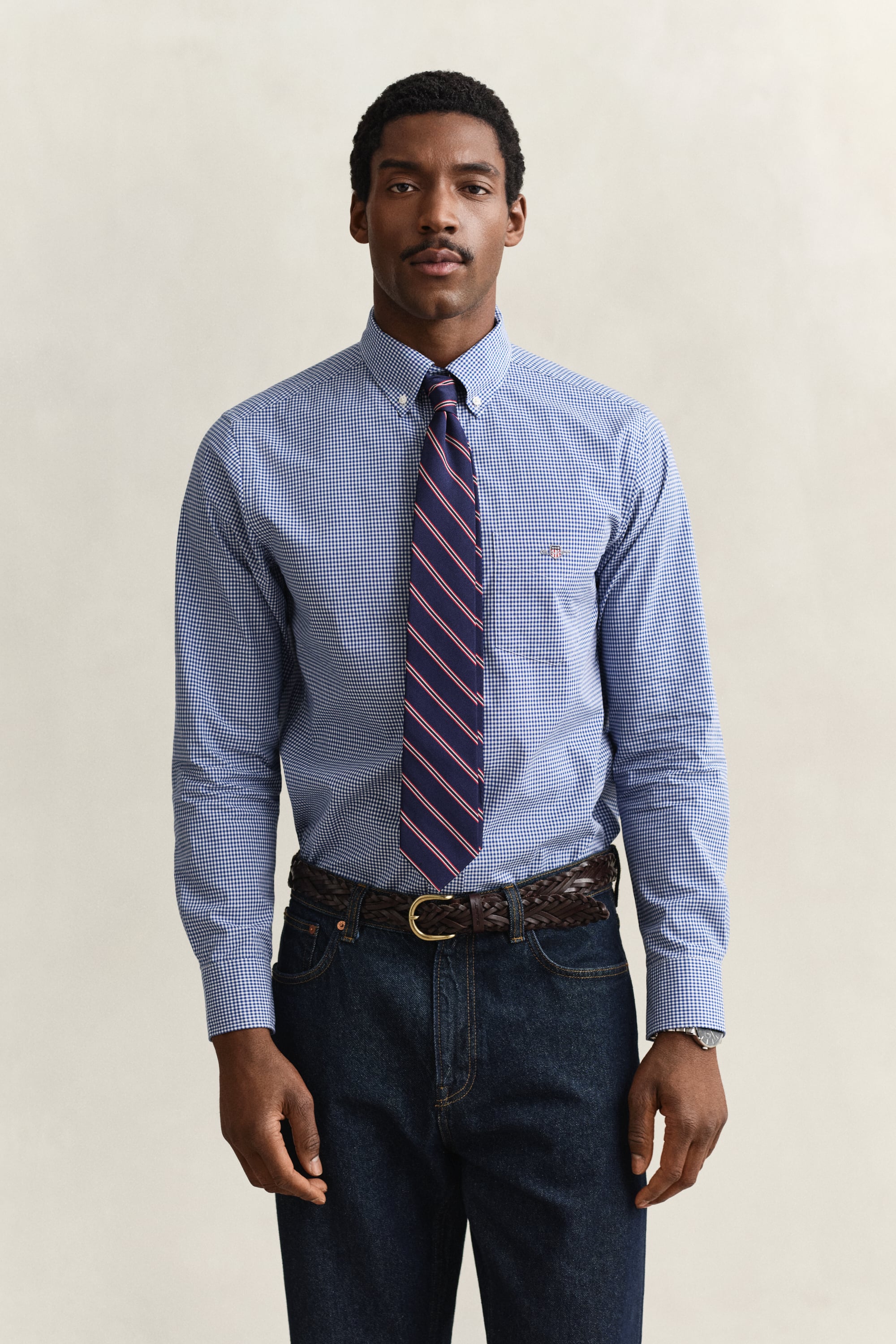 Gant Men's Blue Gingham Classic Poplin Shirt (Xxl) College