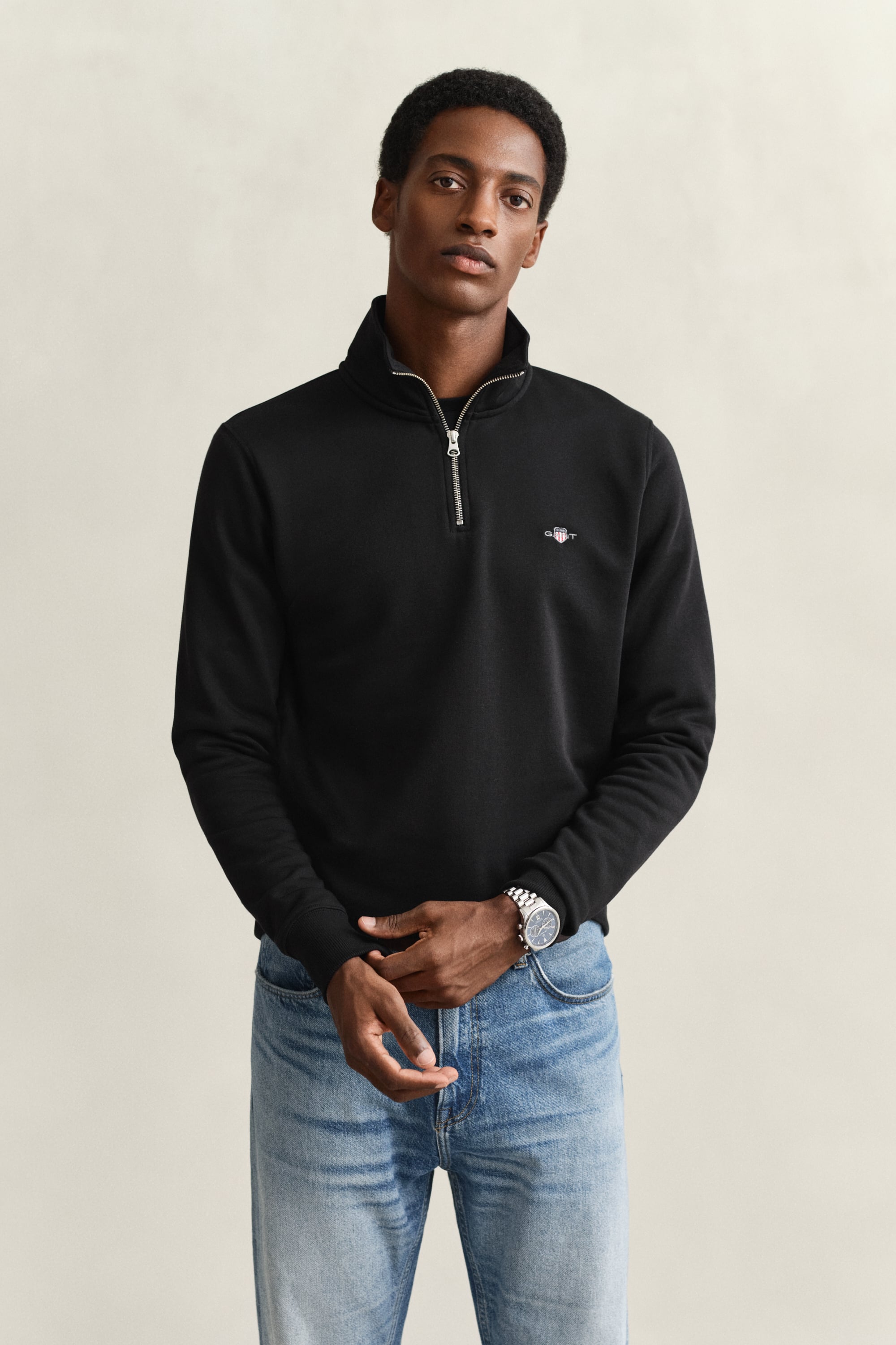 Gant Men's Black Shield Half-Zip Sweatshirt (Xxxl)