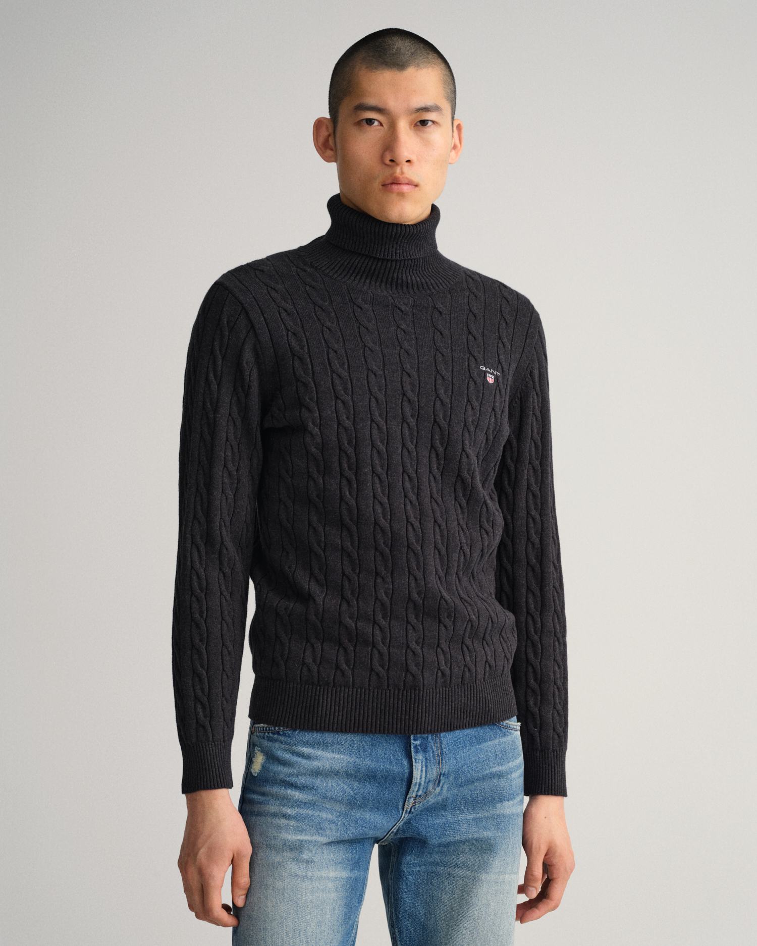 Cotton Cable Turtleneck Sweater - GANT