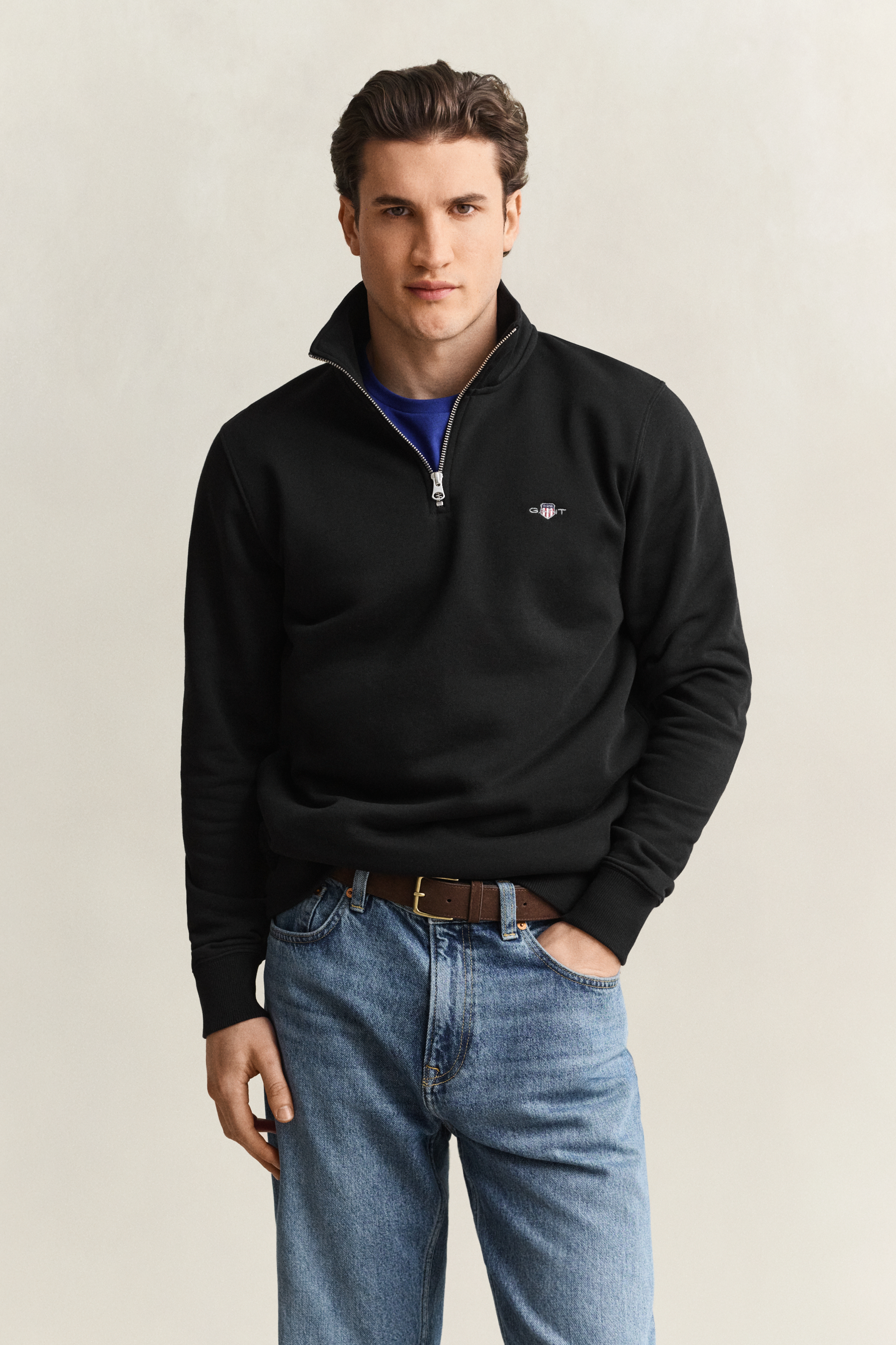 Gant Men's Black Shield Half-Zip Sweatshirt (Xxxl)