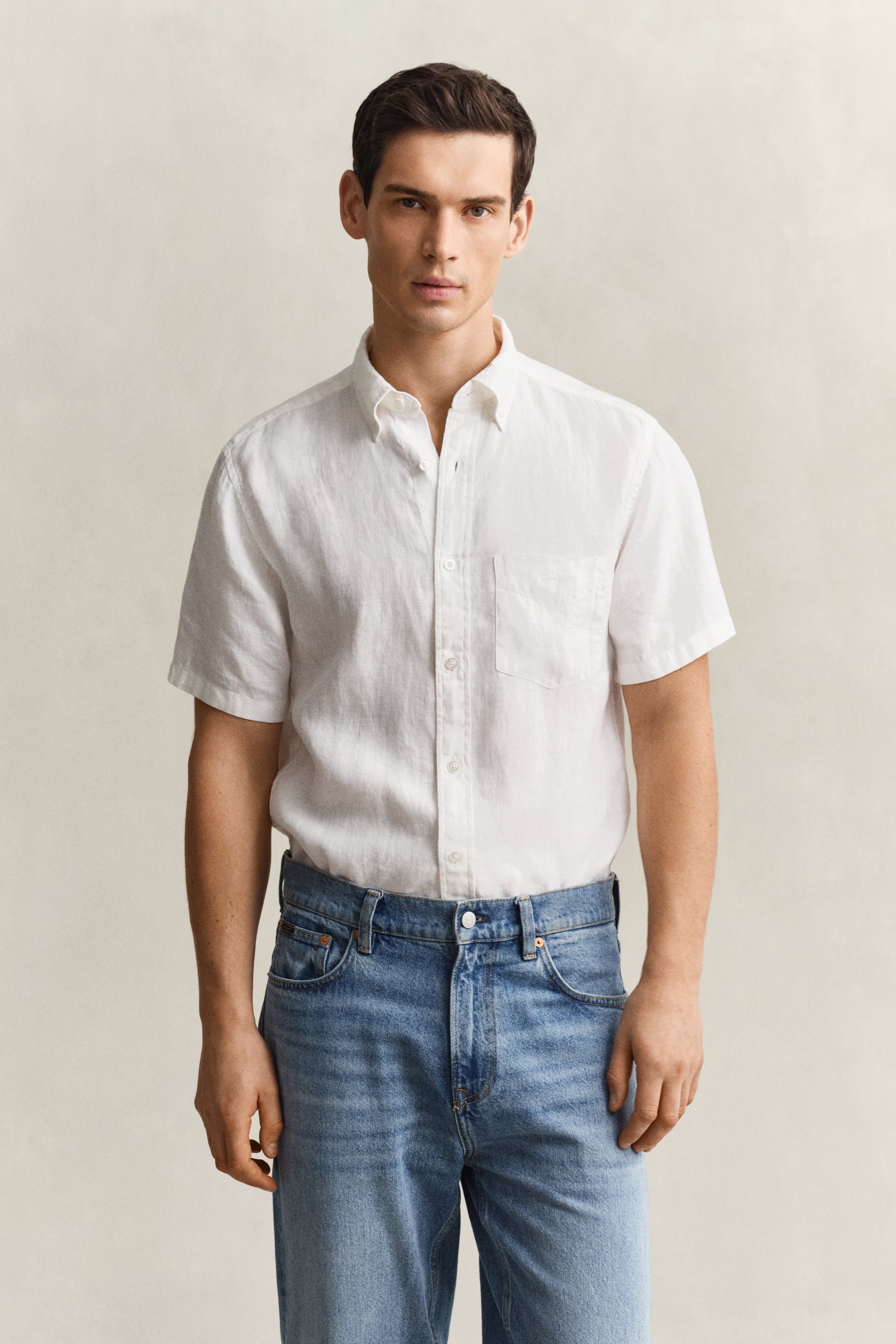 Gant Men's White Short Sleeve Linen Shirt (4Xl)