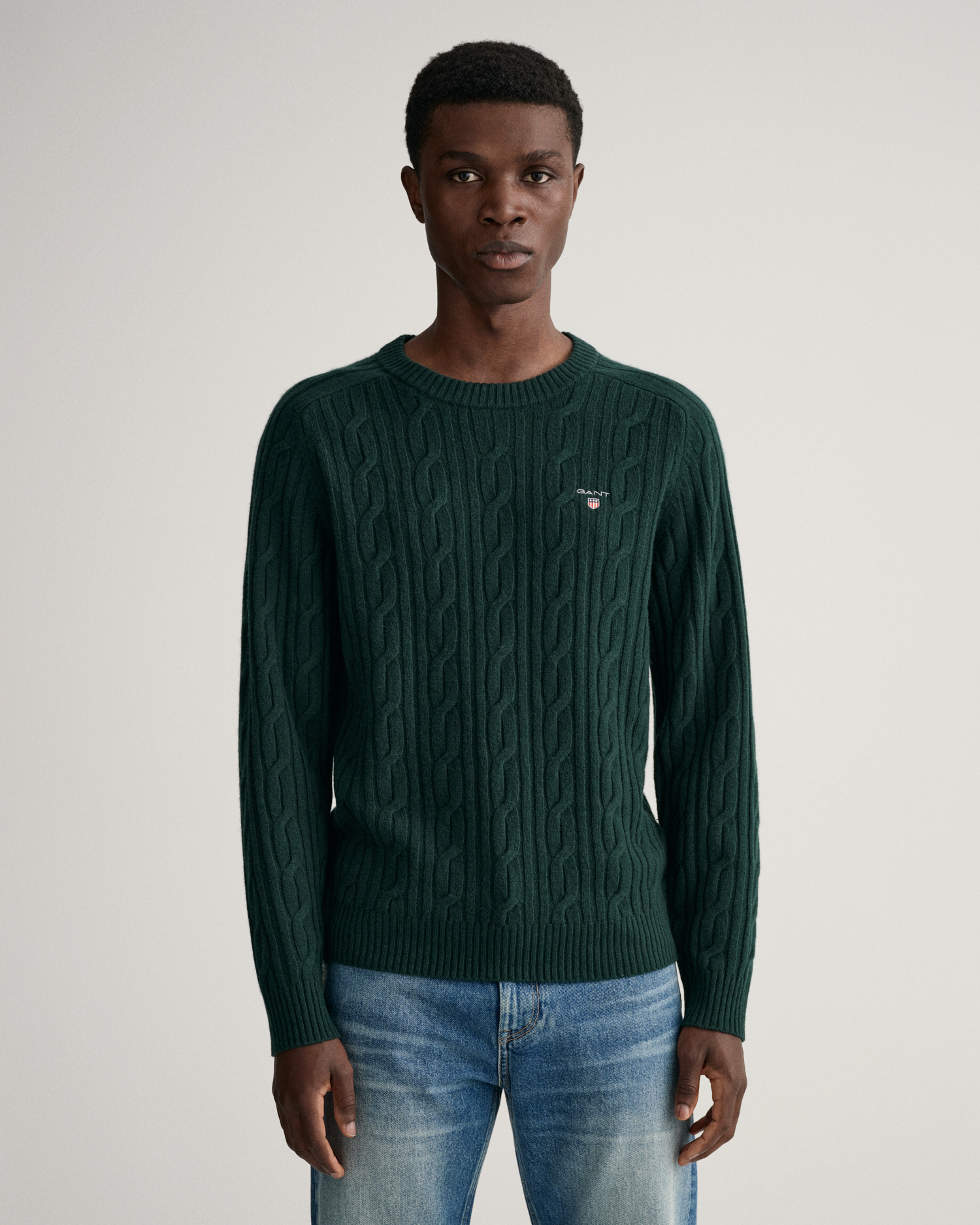 Lambswool Cable Crew Neck Sweater - GANT