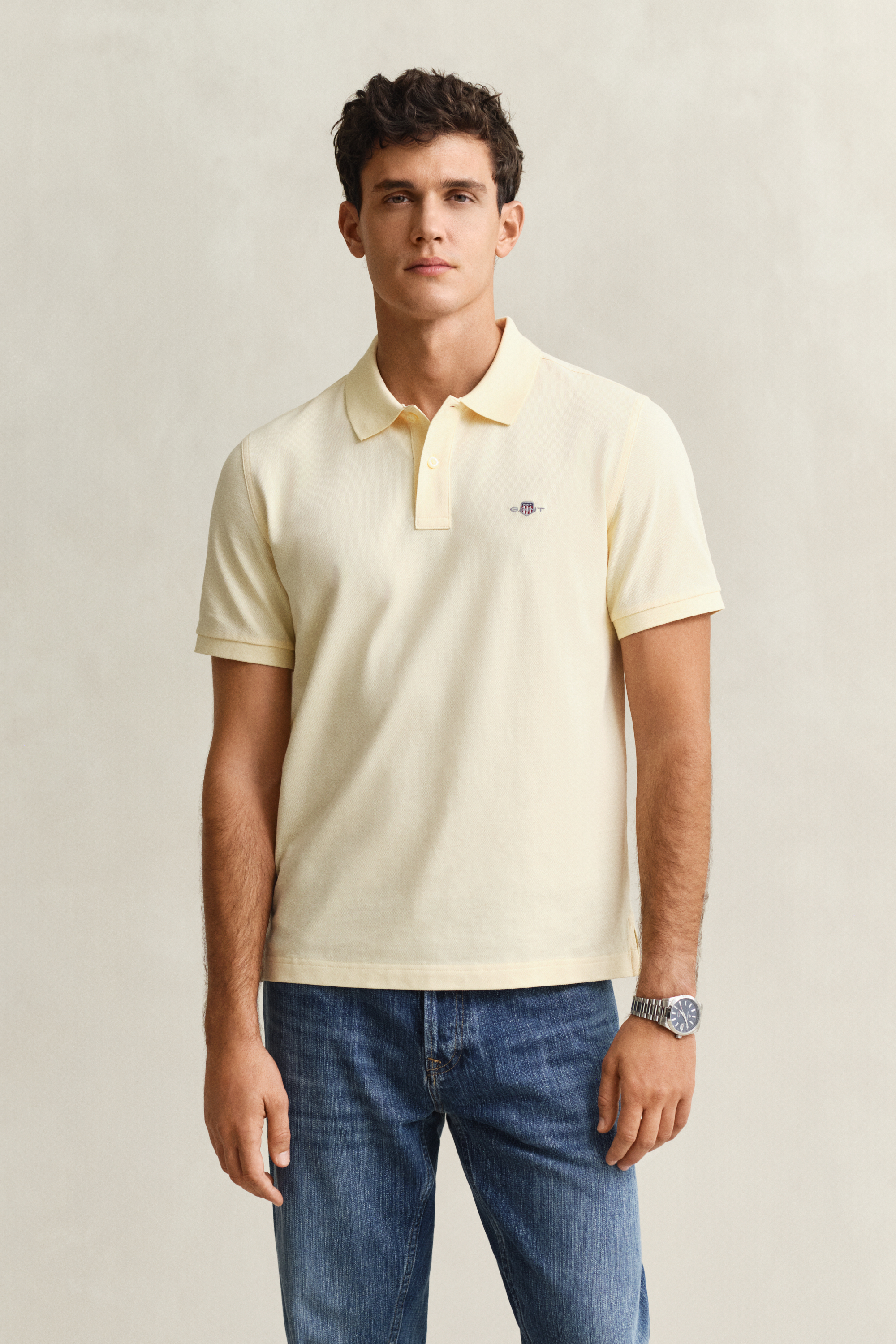 Gant Men's Vanilla Yellow Regular Fit Polo Shirt (Xxl)