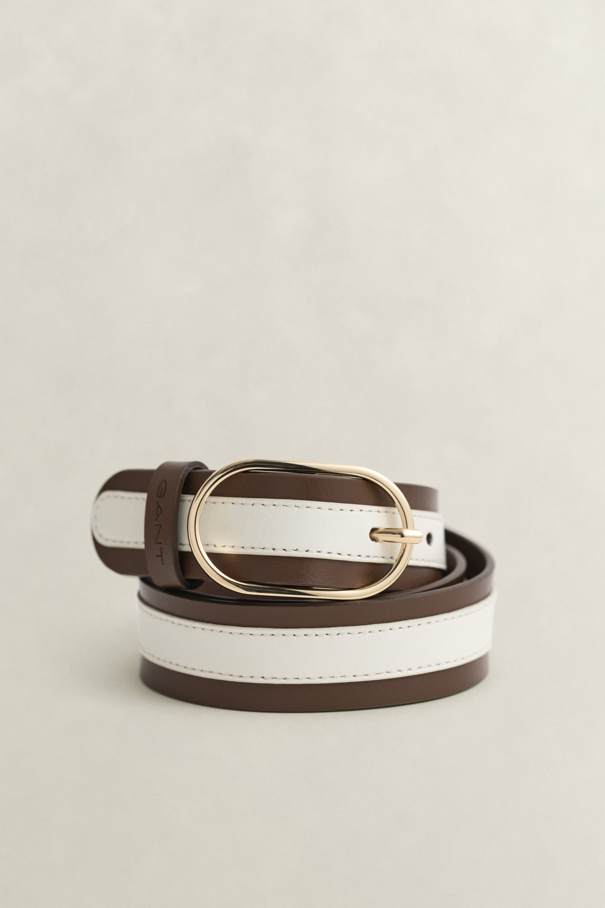 Gant Women's Brown Striped Leather Belt (90/36) Weathered