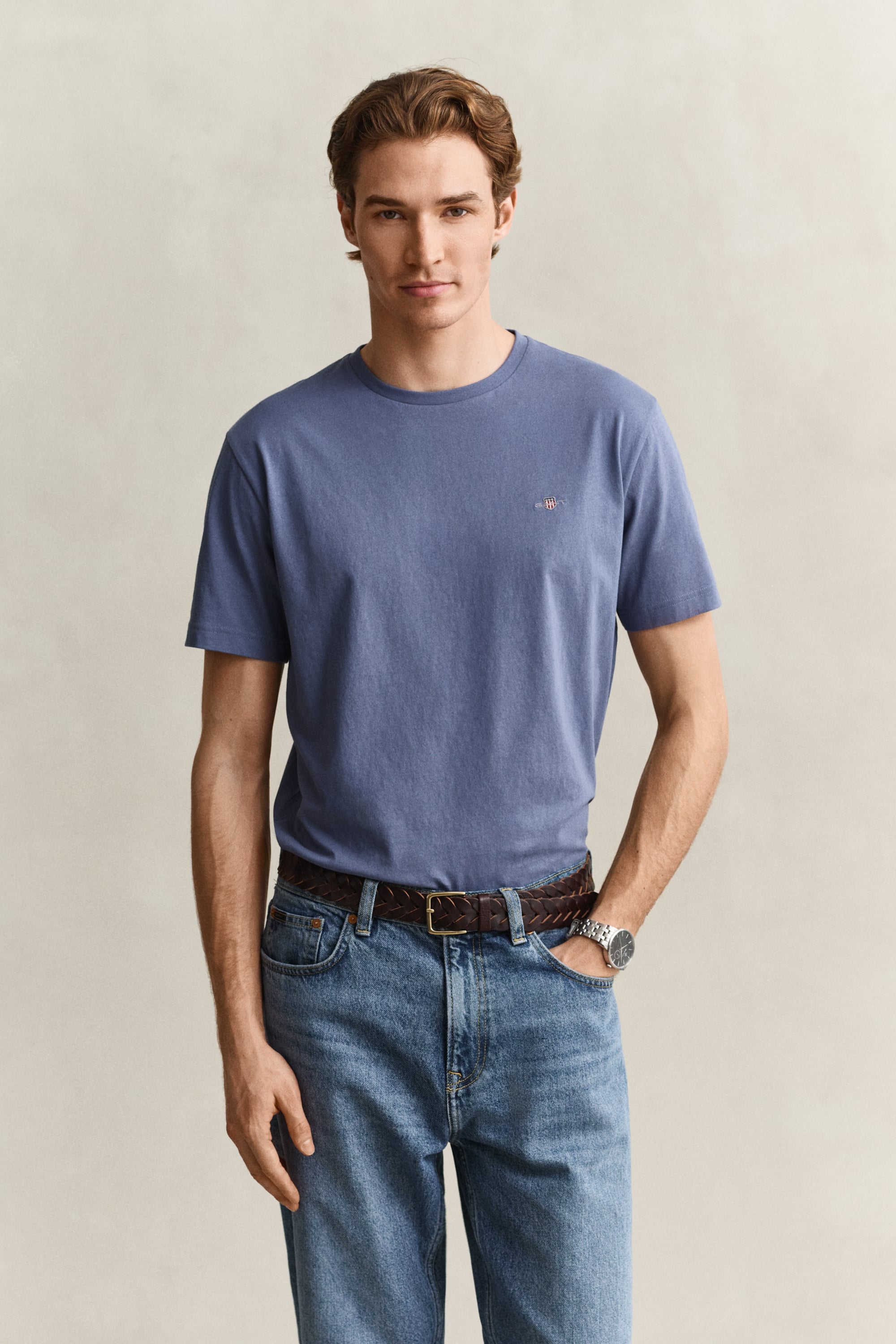 Gant Men's Blue Horizon Regular Fit Shield T-Shirt (S)