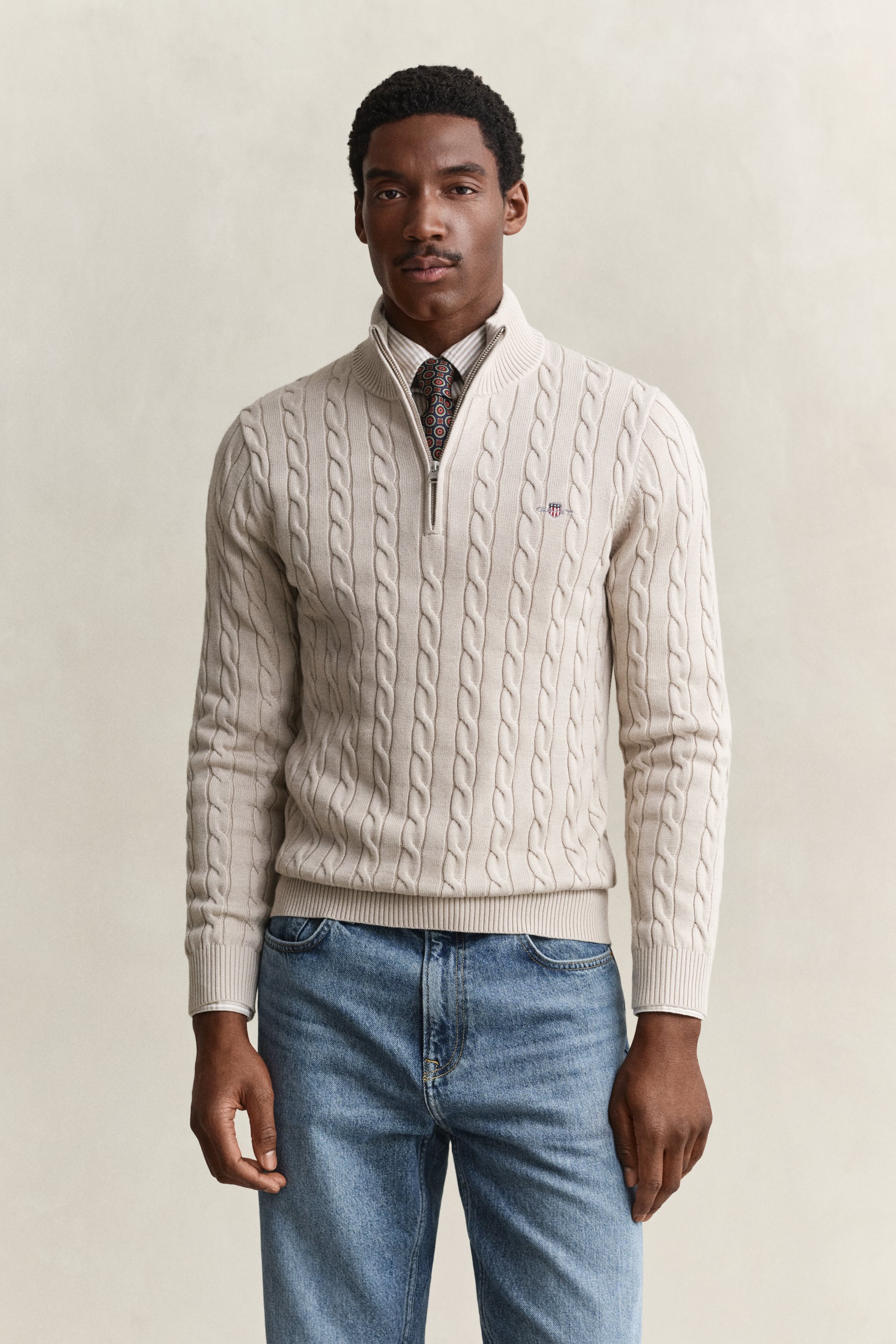 Gant Men's Marron Pull 1/2 Zip Cable Knit - Image 2
