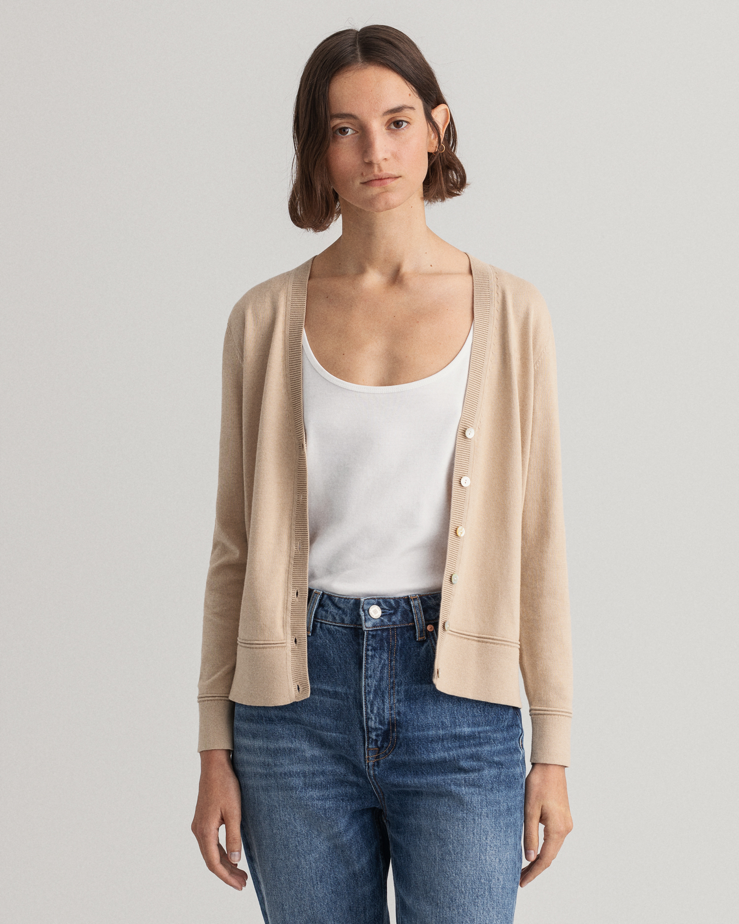 Light Cotton V-Neck Cardigan - GANT