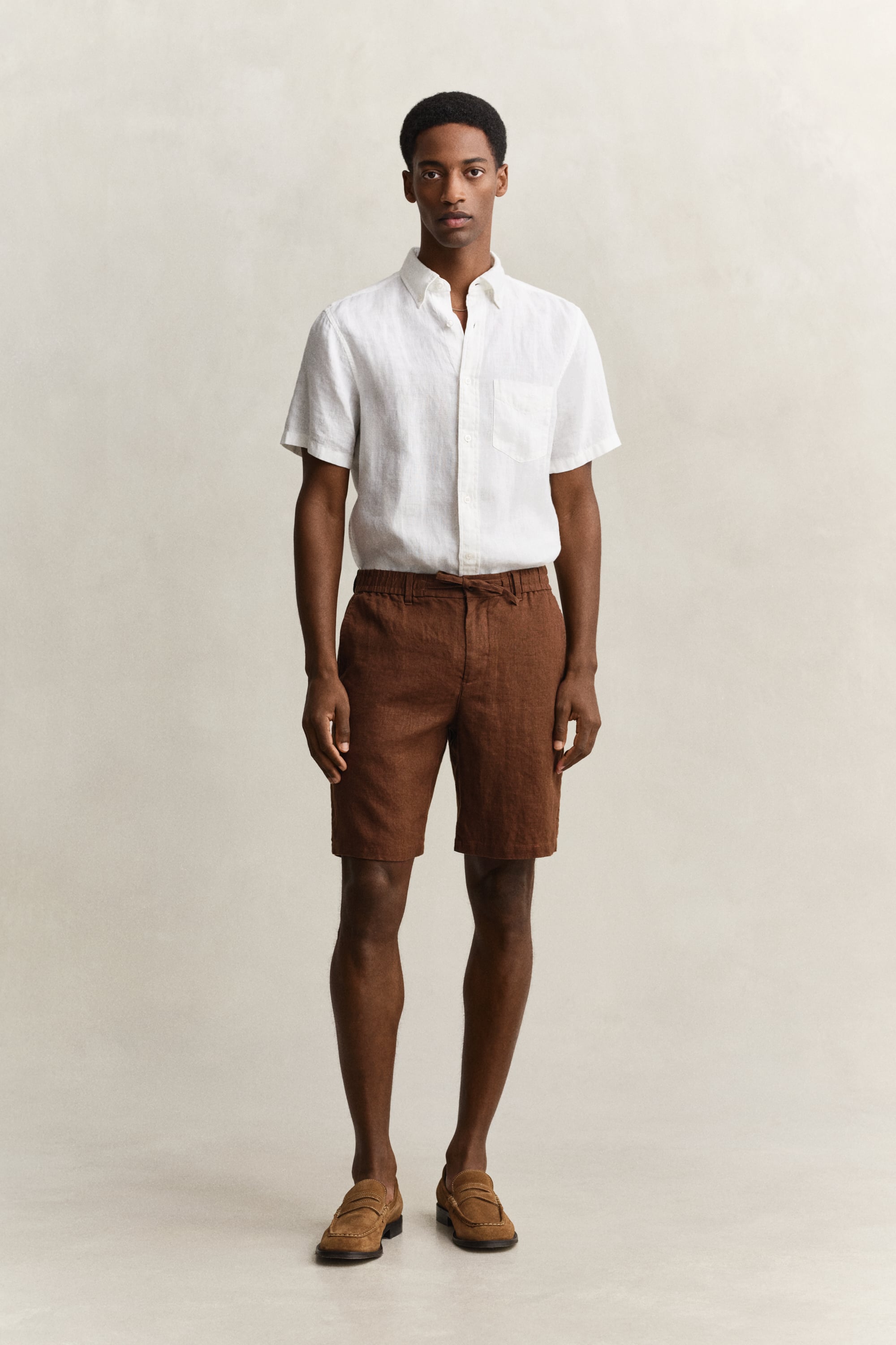 Gant Men's Brown Linen Shorts (M) Mahogany