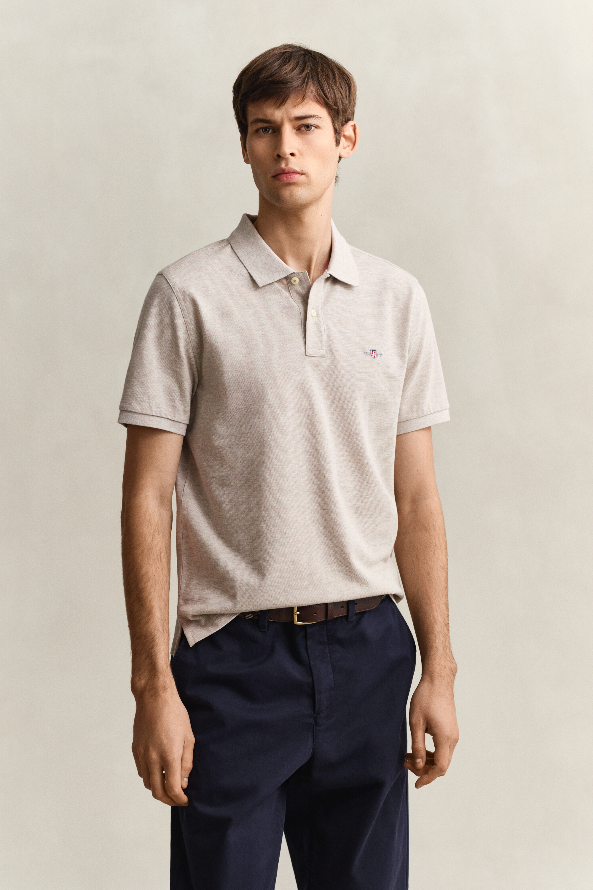Gant Men's Beige Regular Fit Polo Shirt (S) Oat Melange