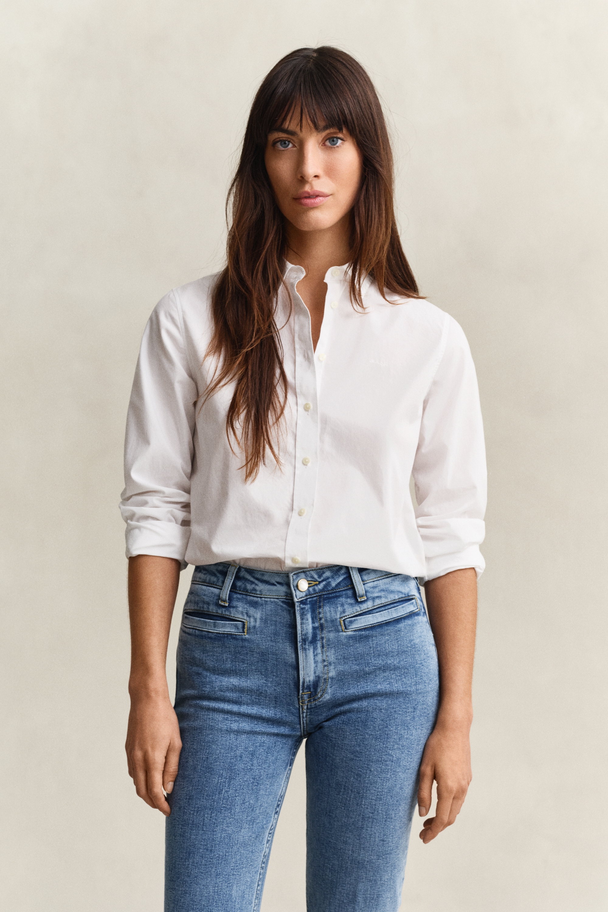 Gant Women's White Regular Fit Classic Poplin Shirt (38)