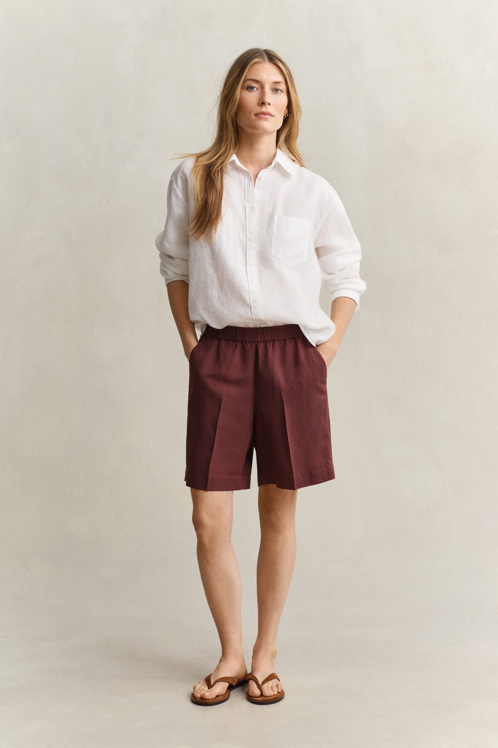 Gant Women's Fresh Soil Linen Blend Shorts (44)