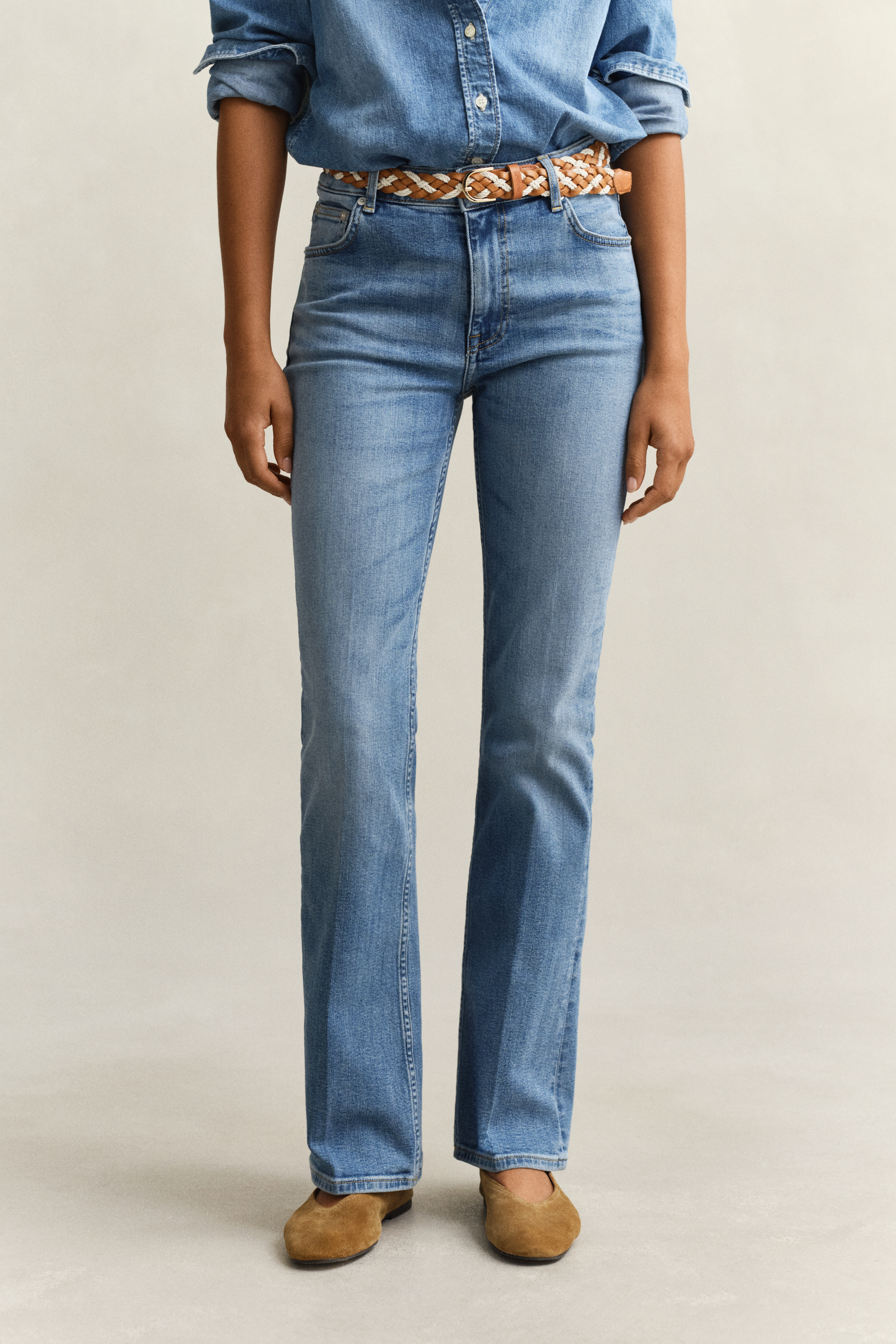 Gant Women's Semi Light Blue Broken In Flared Stretch Jeans (34)