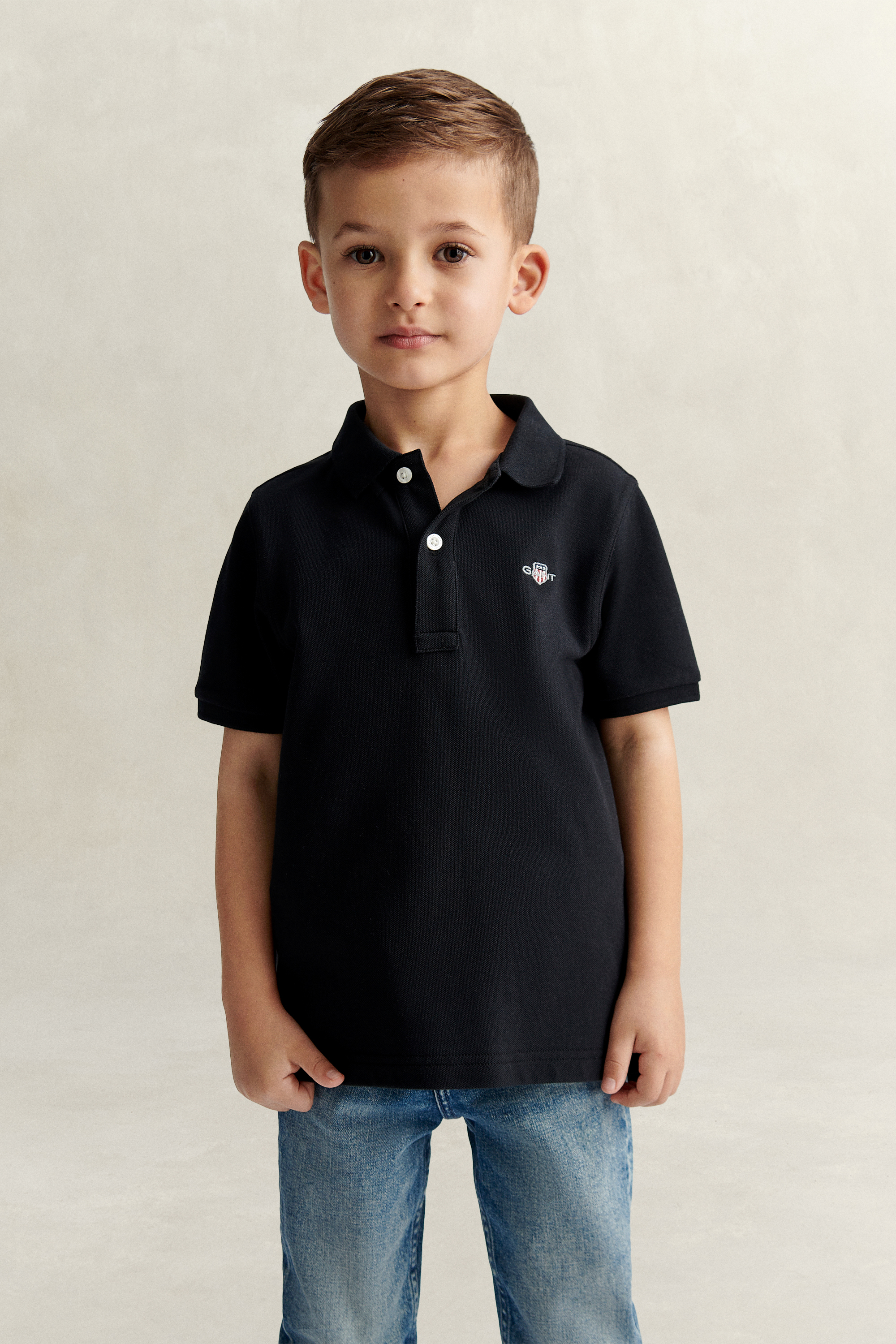 Gant Unisex Kids Black Kids Shield Piqué Polo Shirt (110/116)