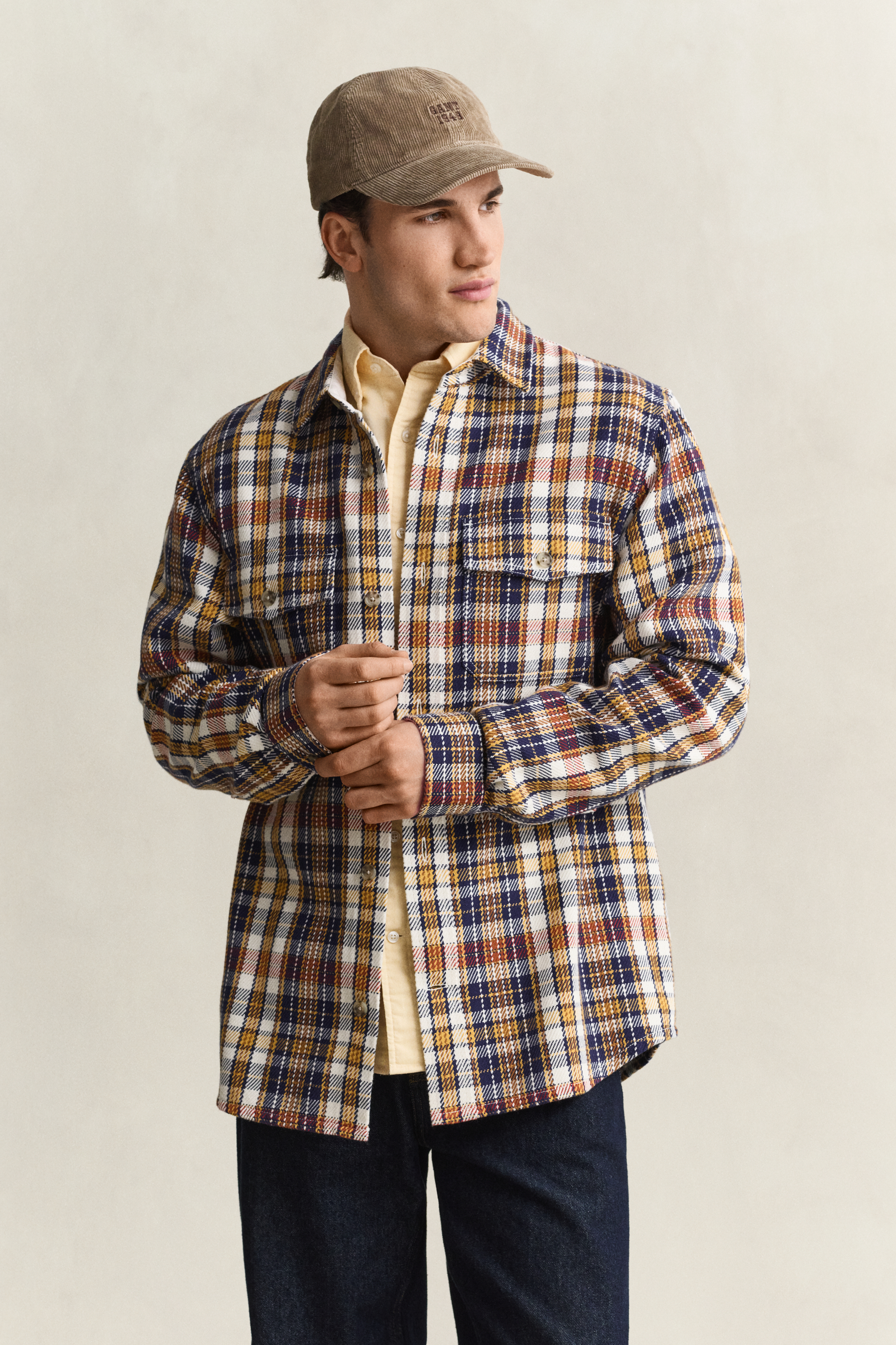 Gant Men's Blue Checked Twill Overshirt (Xxxl) Persian