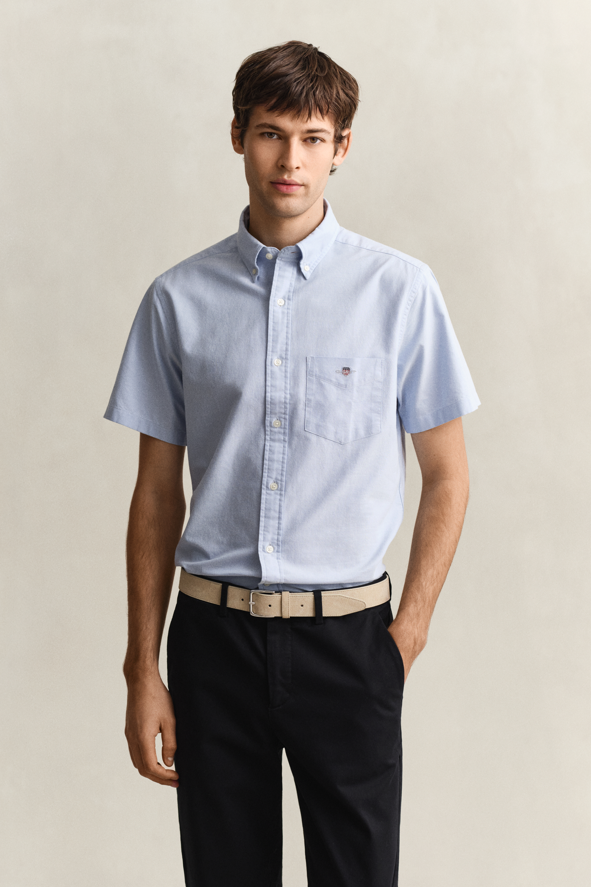Gant Men's Light Blue Classic Oxford Short Sleeve Shirt (Xxl)