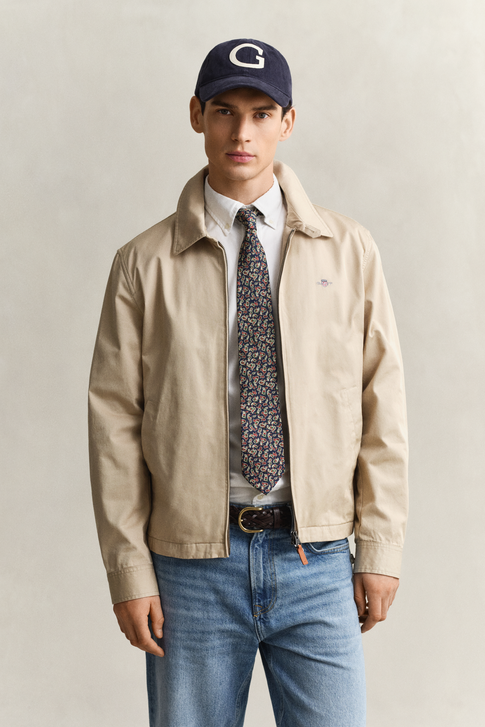 Gant Men's Oat Beige Cotton Windcheater Jacket (Xl)