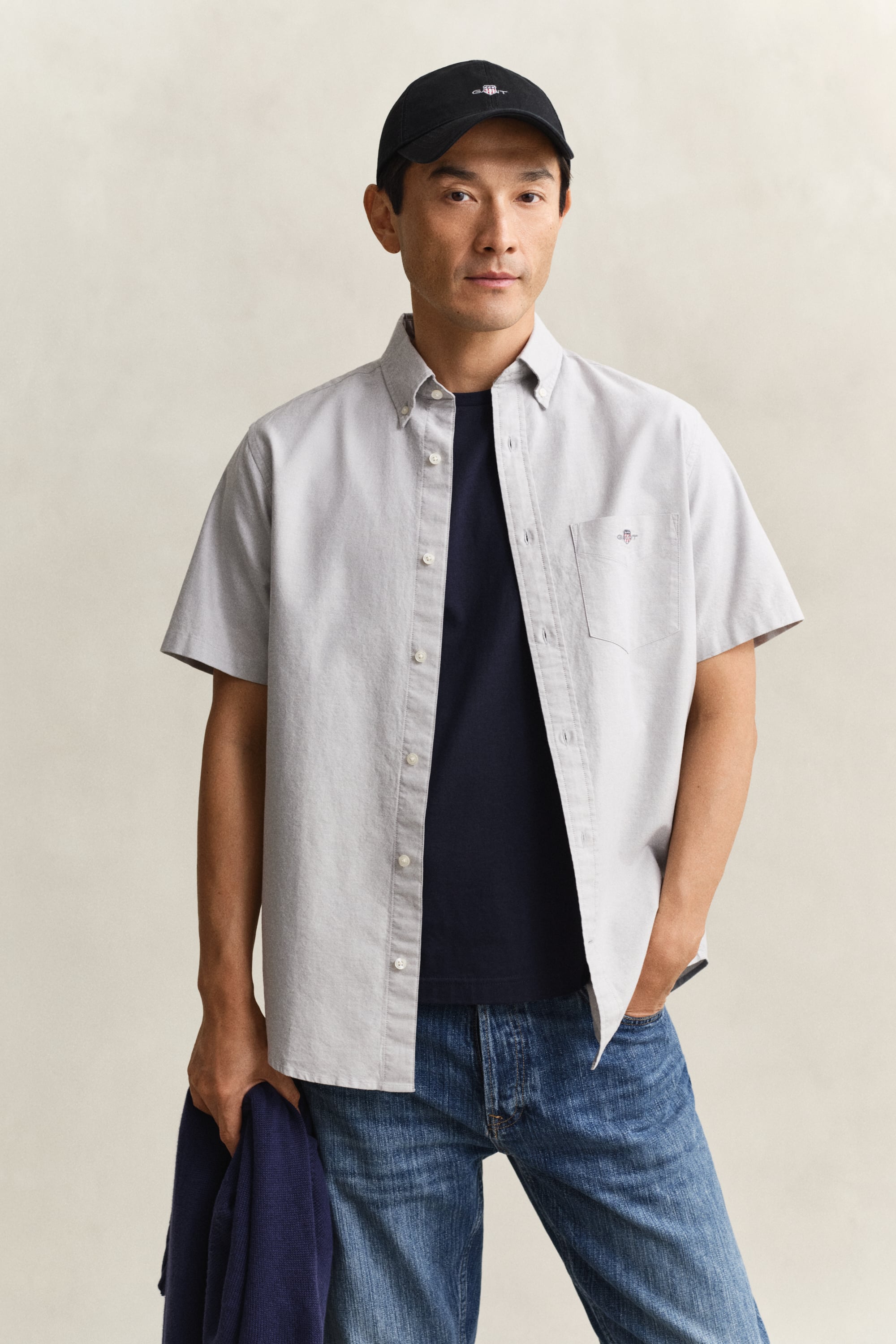 Gant Men's Pewter Grey Classic Oxford Short Sleeve Shirt (Xxl)
