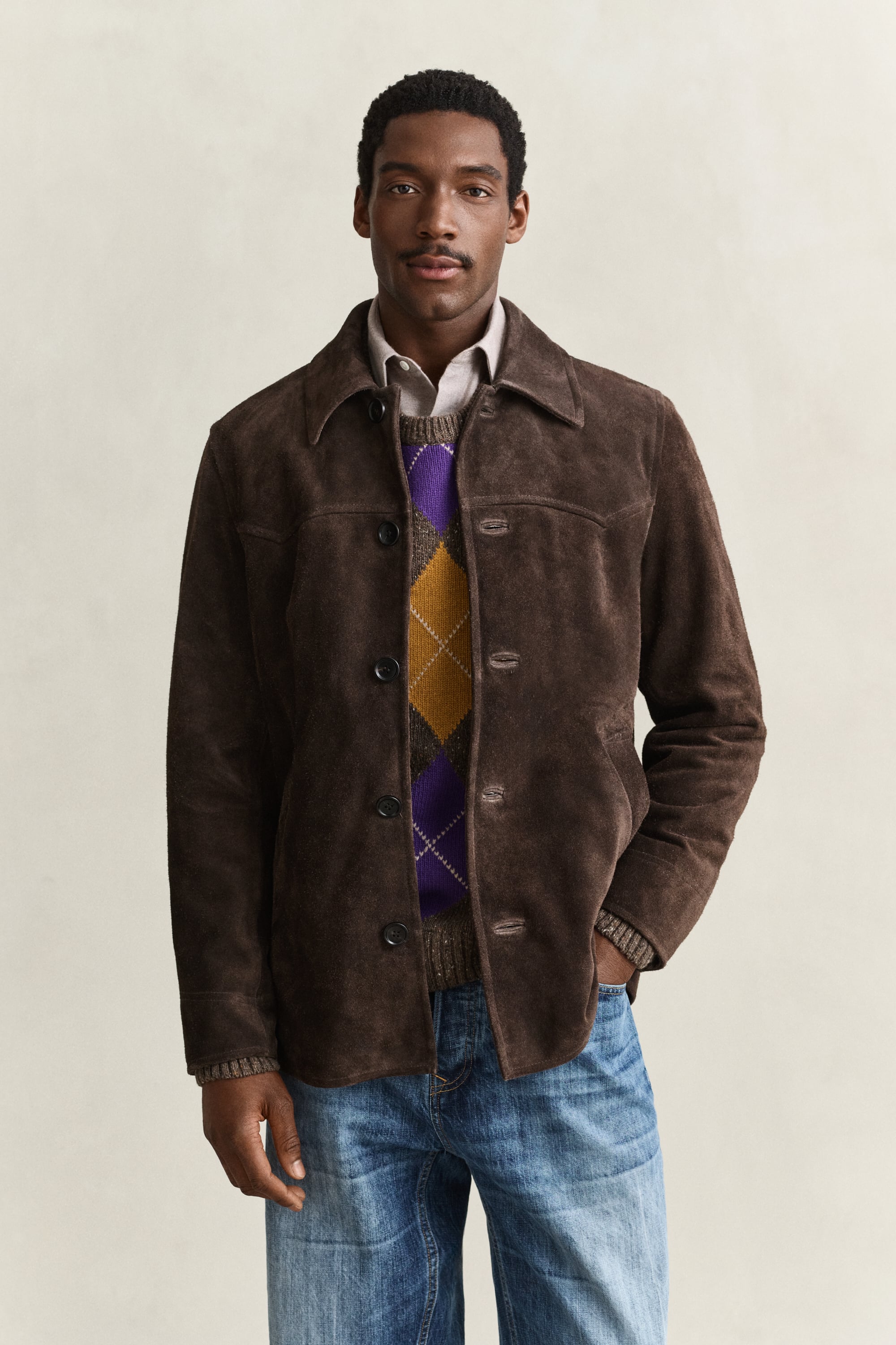 Suede Mid Length Jacket BROWN
