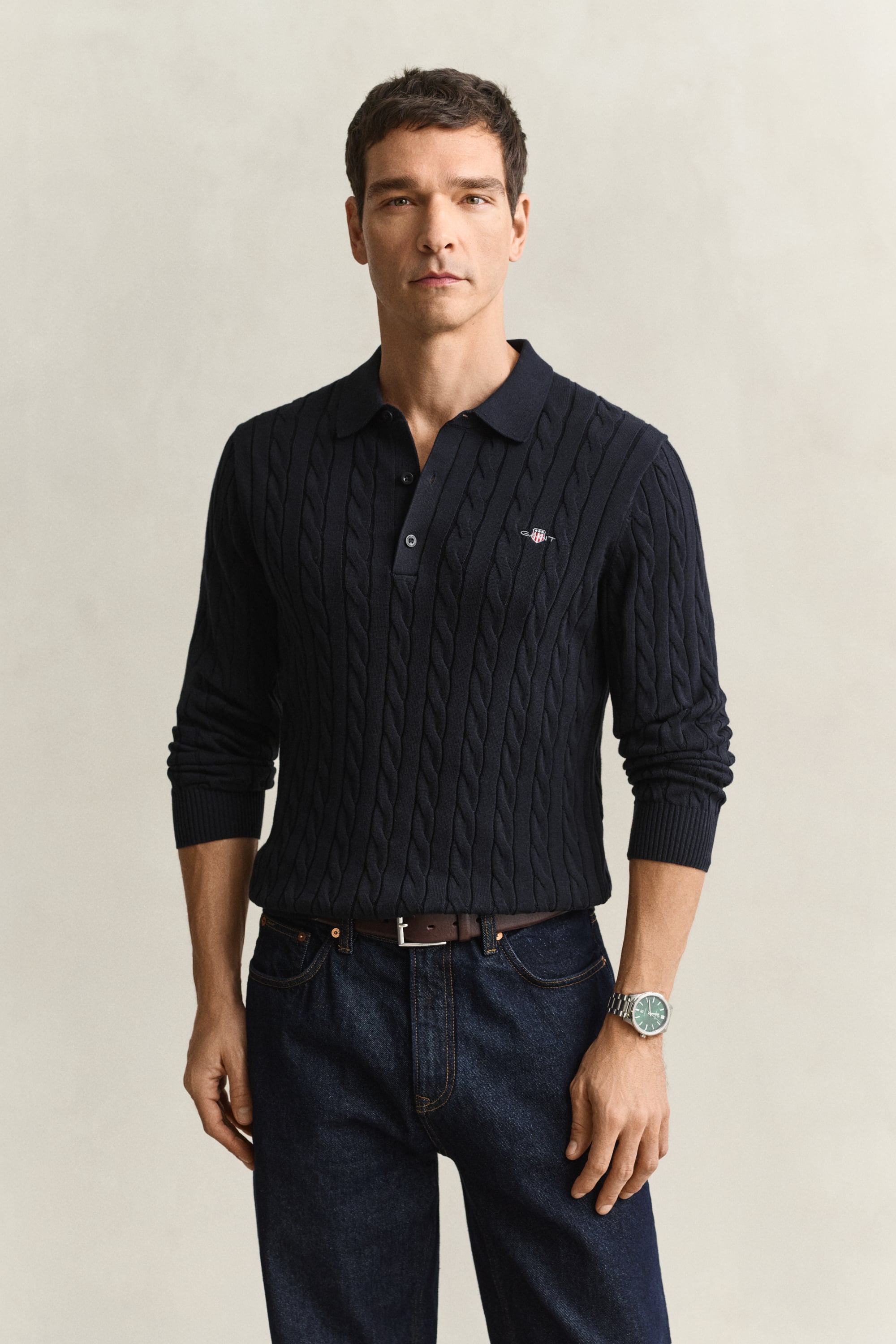 Gant Men's Noir Polo Neck Sweater Classic - Image 2