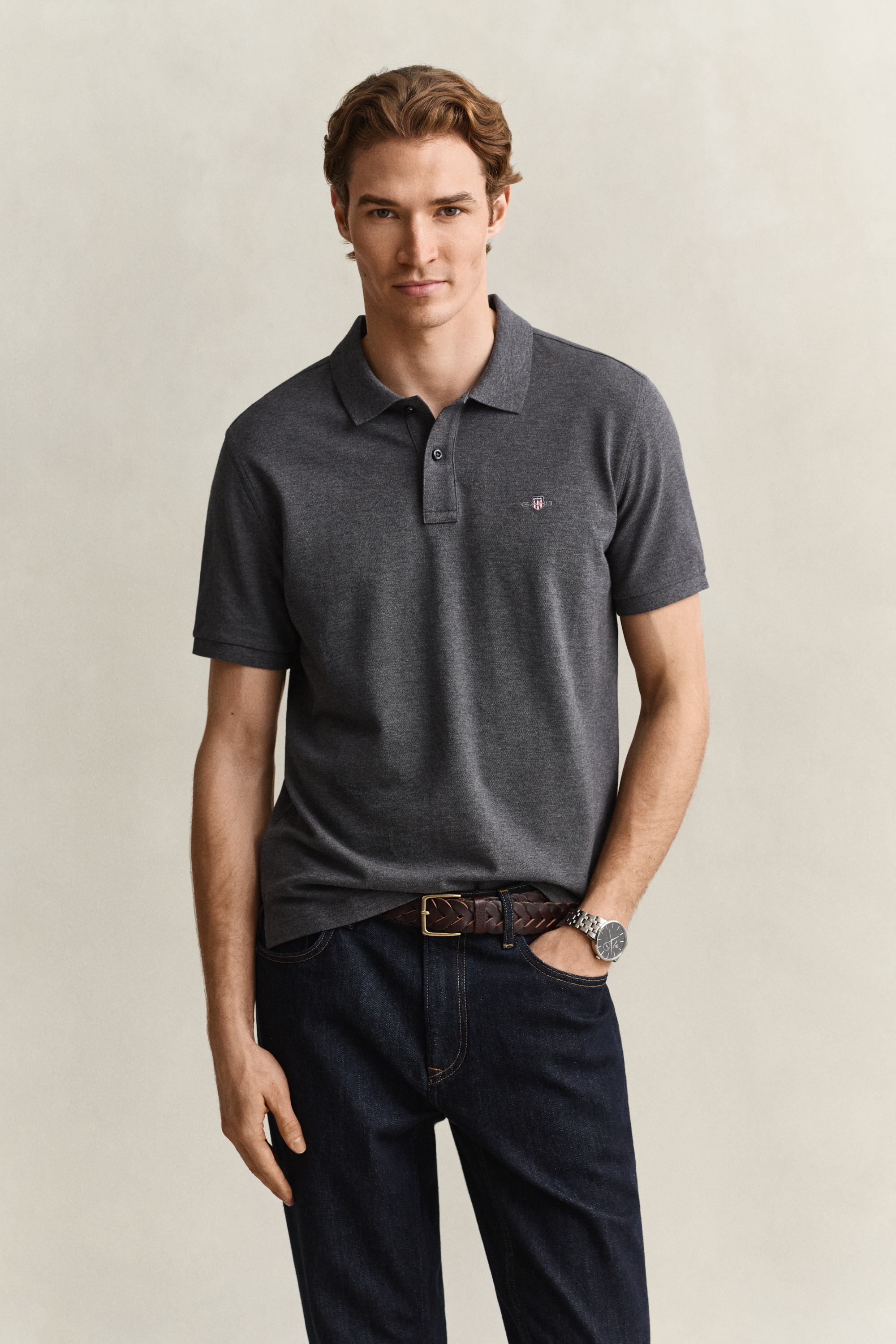 Gant Men's Dark Grey Classic Regular Polo Shirt (5Xl) Antracit Melange
