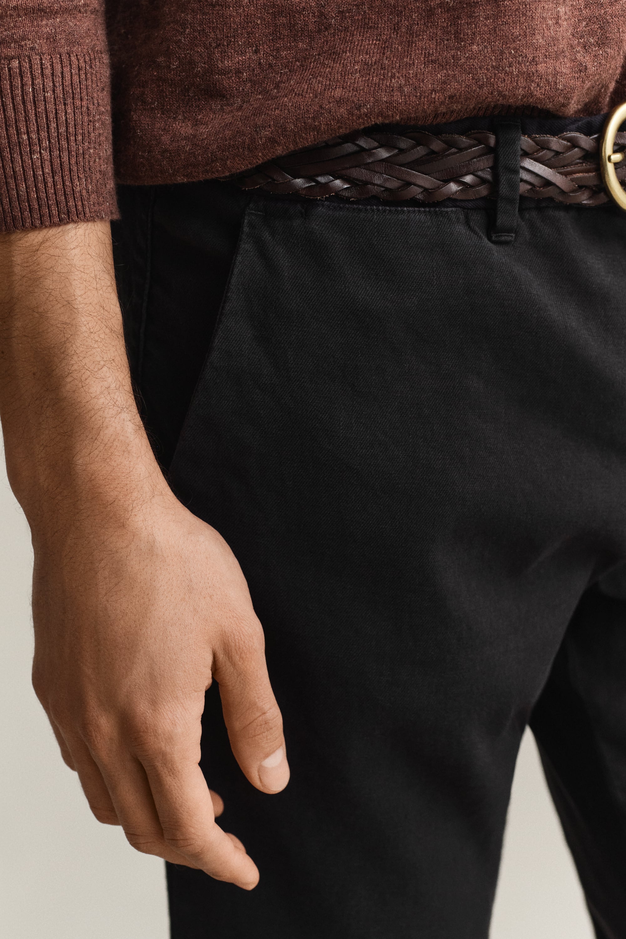 Gant Men's Black Linen Blend Chinos (38/34)