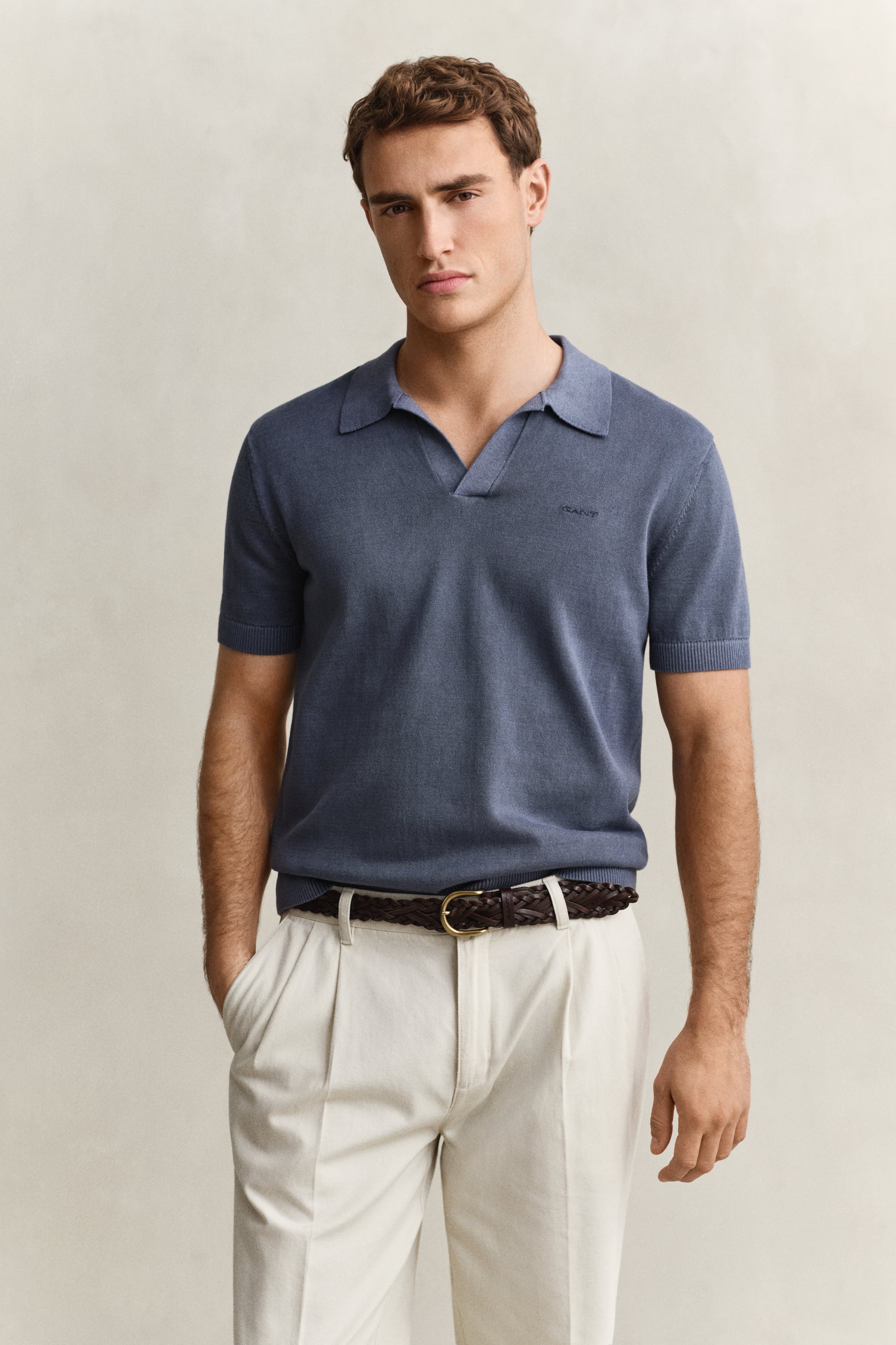 Gant Men's Blue Sunfaded Polo Sweater (L) Classic