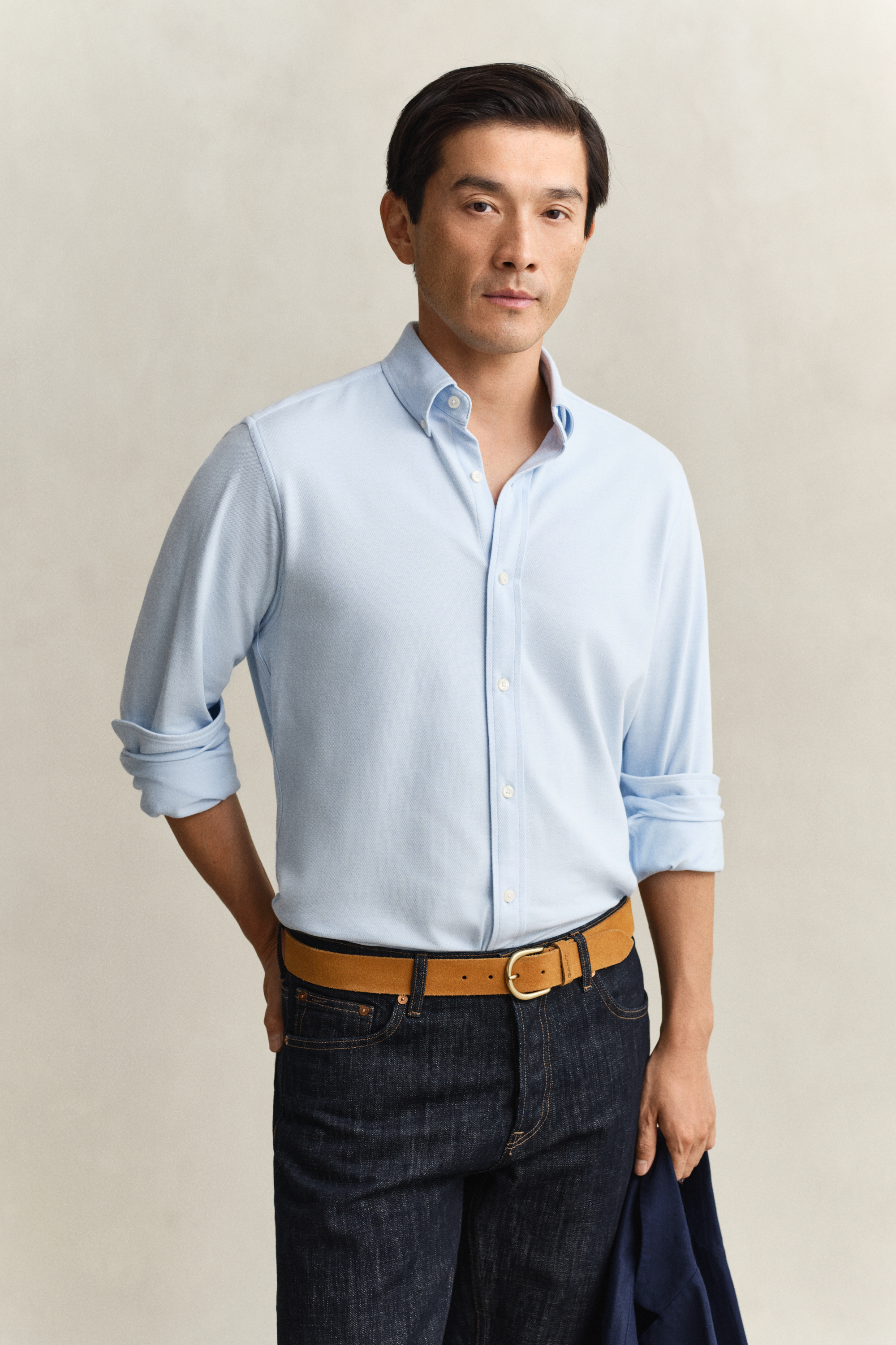 Gant Men's Blue Jersey Stretch Piqué Shirt (Xxl) Capri