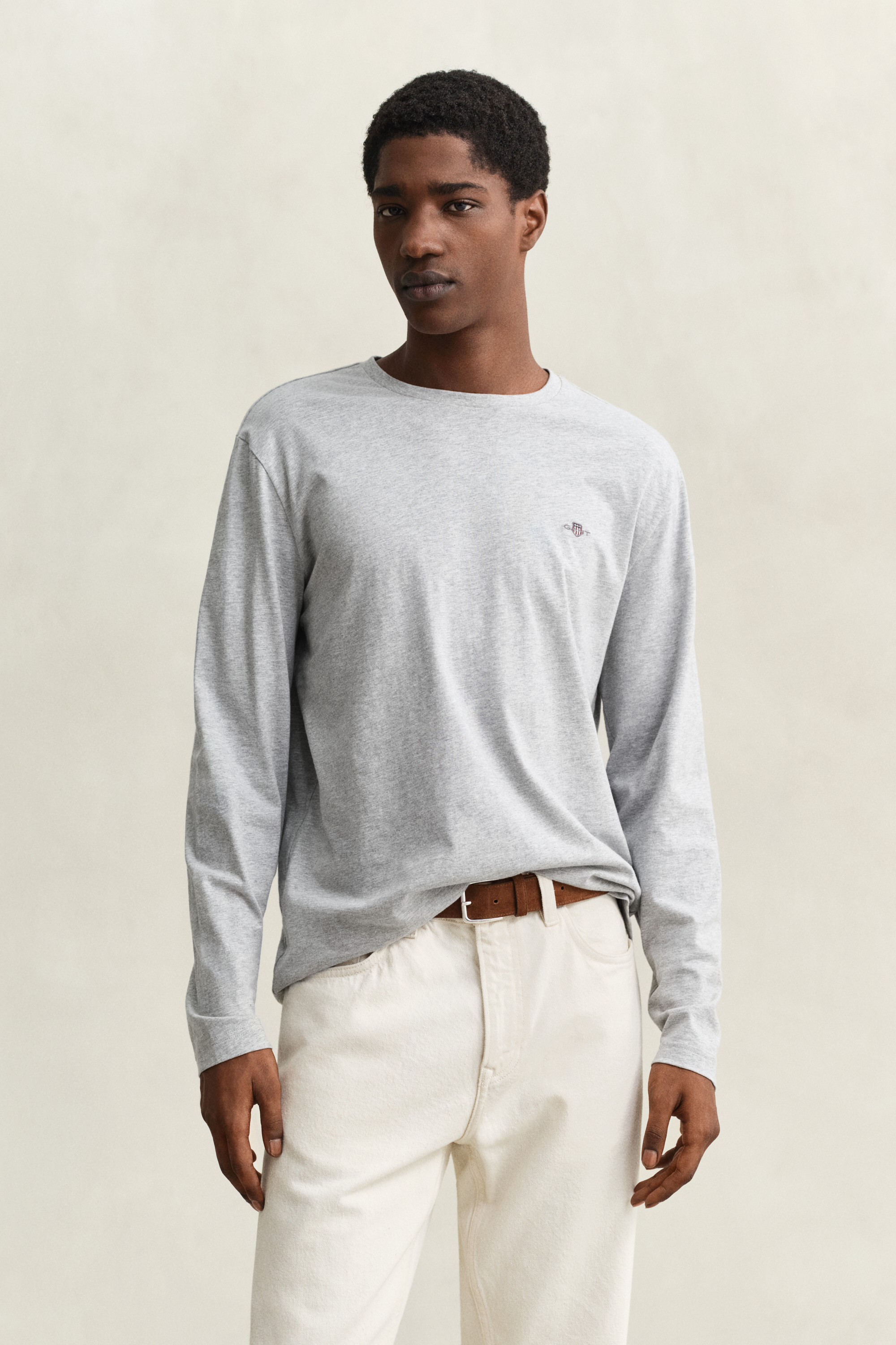 Gant Men's Grey Shield Long Sleeve T-Shirt (S) Melange