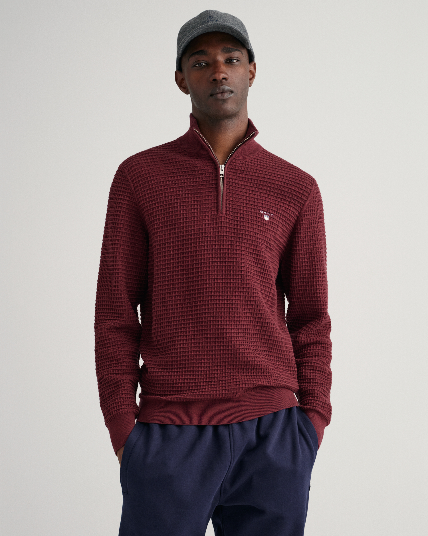 Cotton Texture Half-Zip Sweater - GANT