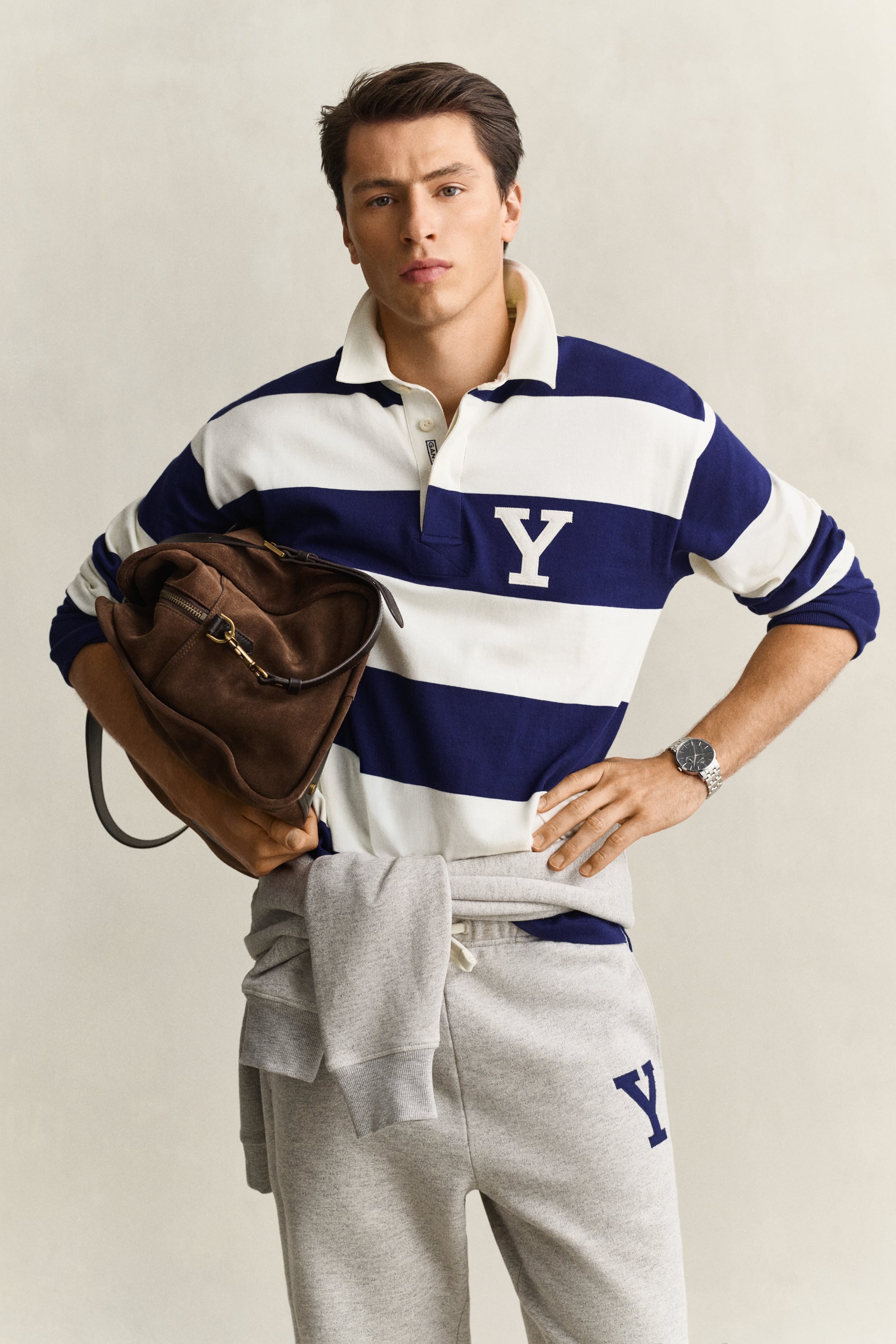 x Yale Striped Heavy Rugger RICH