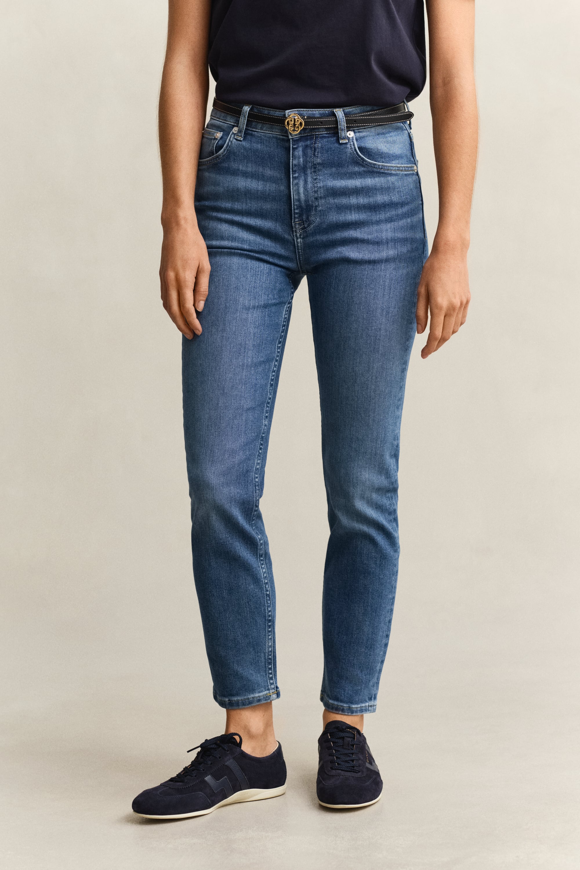 Gant Women's Blue Slim Cropped Jeans (32) Mid Broken In